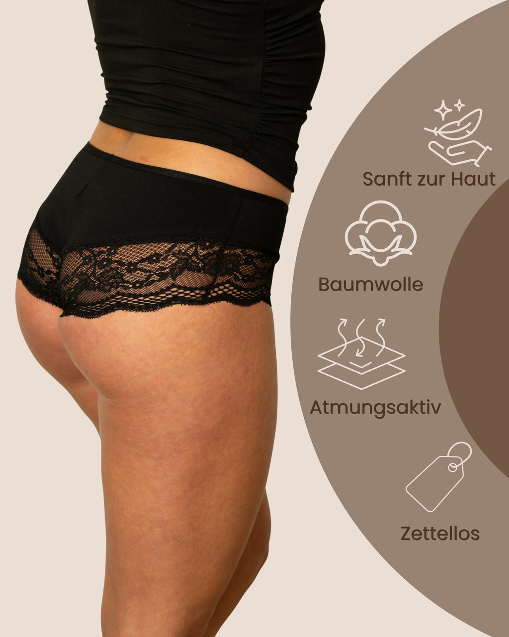 Benonetti Damen Hipster mit Spitzen - Schwarz – 3er Pack