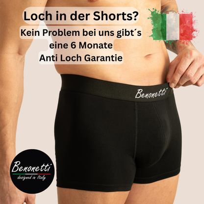 Benonetti Herren  Boxershorts - Weinrot, Blau & Schwarz - 6er Pack