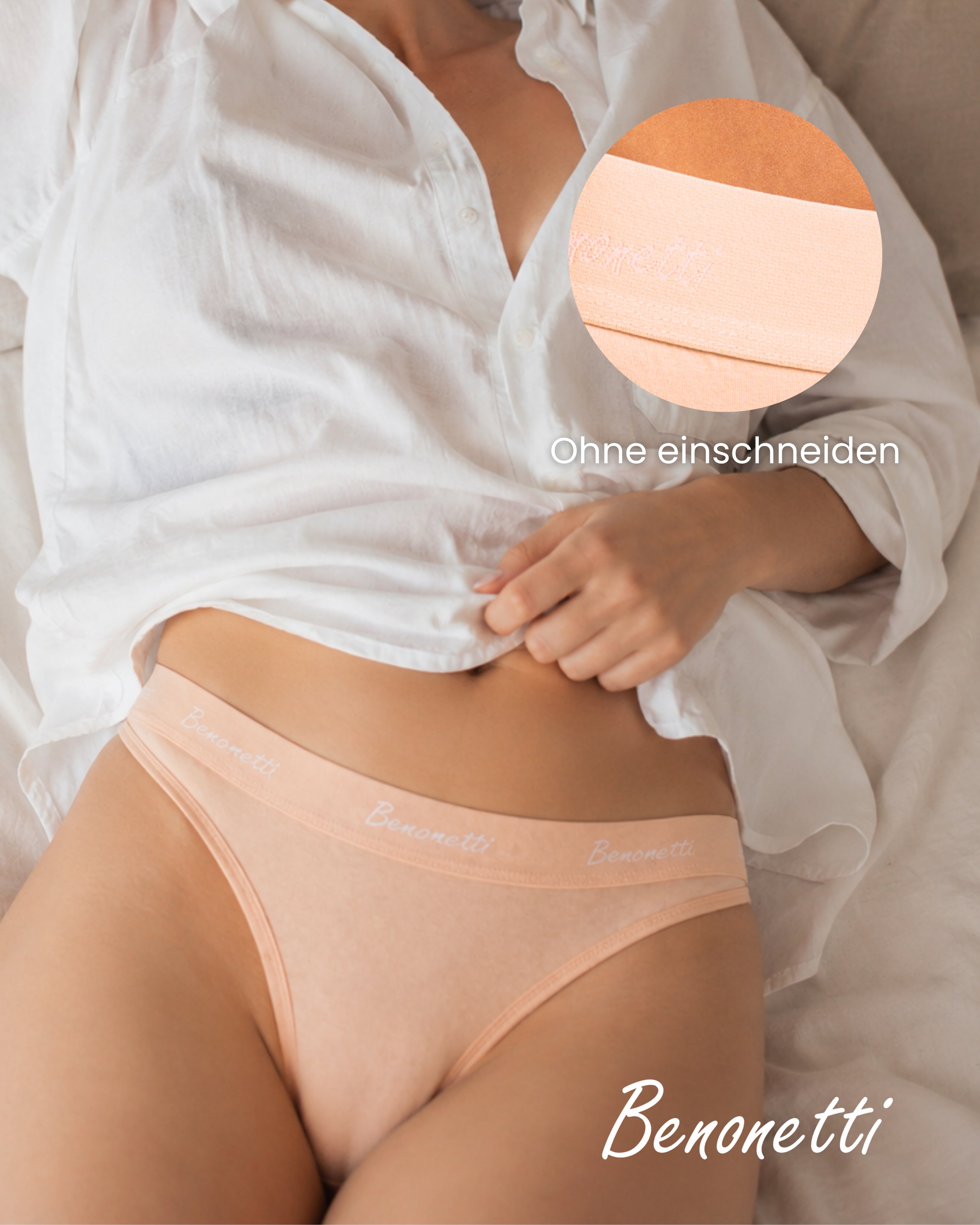 Benonetti Damen Tanga Slip mit elastischem Bund – Rosa – 3er Pack