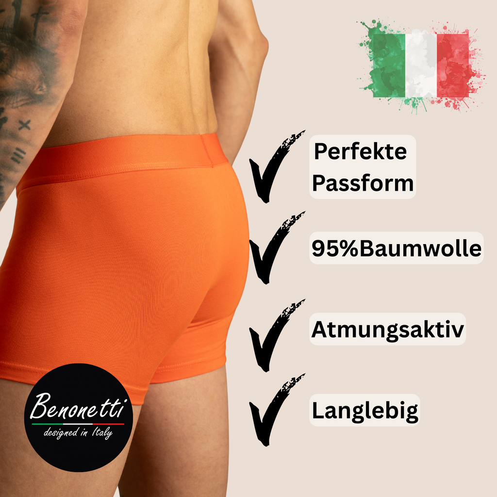 Benonetti Bundle Herren Boxershorts, Orange - Sneaker Socken - 6er Pack