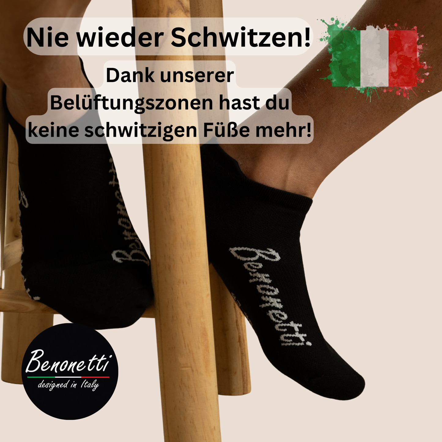 Benonetti Sneakersocken Schwarz – Bequeme Kurzsocken für Alltag & Sport - Schwarz