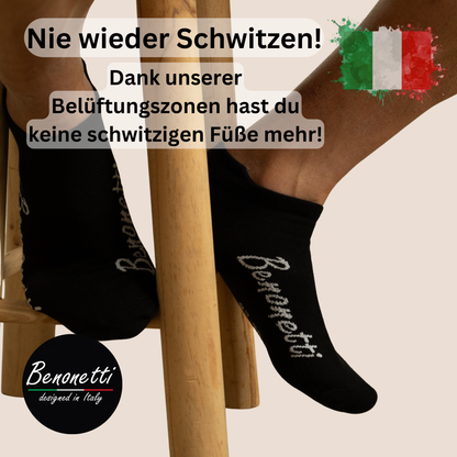 Benonetti Sneakersocken Schwarz – Bequeme Kurzsocken für Alltag & Sport - Schwarz