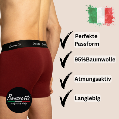 Benonetti Bundle Herren Boxershorts, Weinrot, Schwarz- Sneaker Socken - 6er Pack