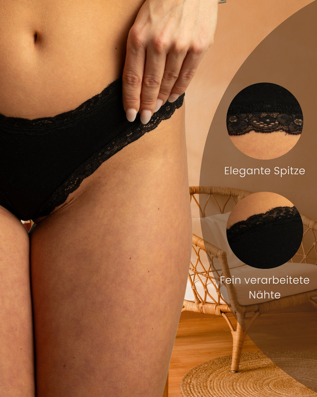 Benonetti Damen Brazilian mit Spitzen - Schwarz - 3er Pack