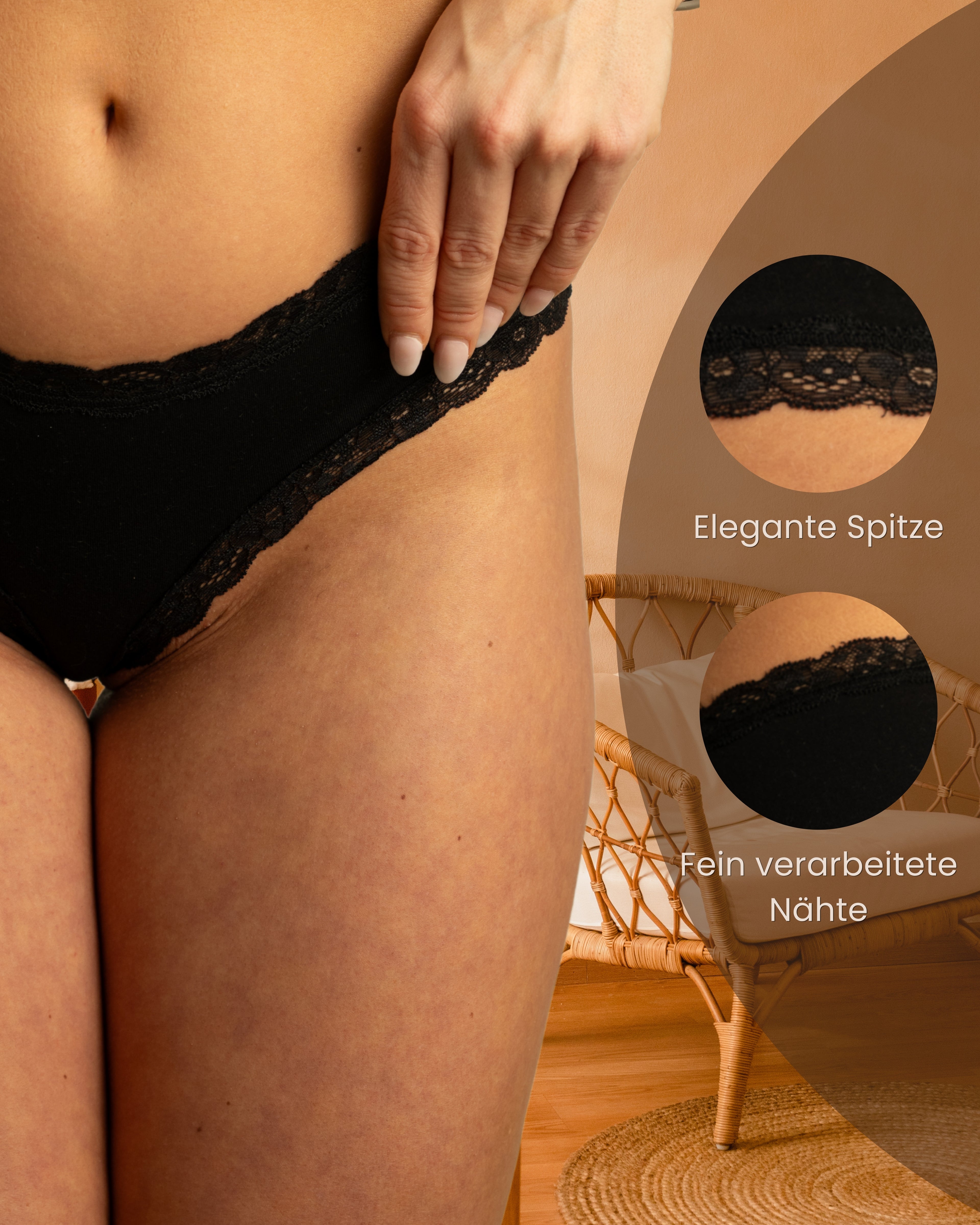Benonetti Damen Brazilian mit Spitzen - Schwarz - 3er Pack