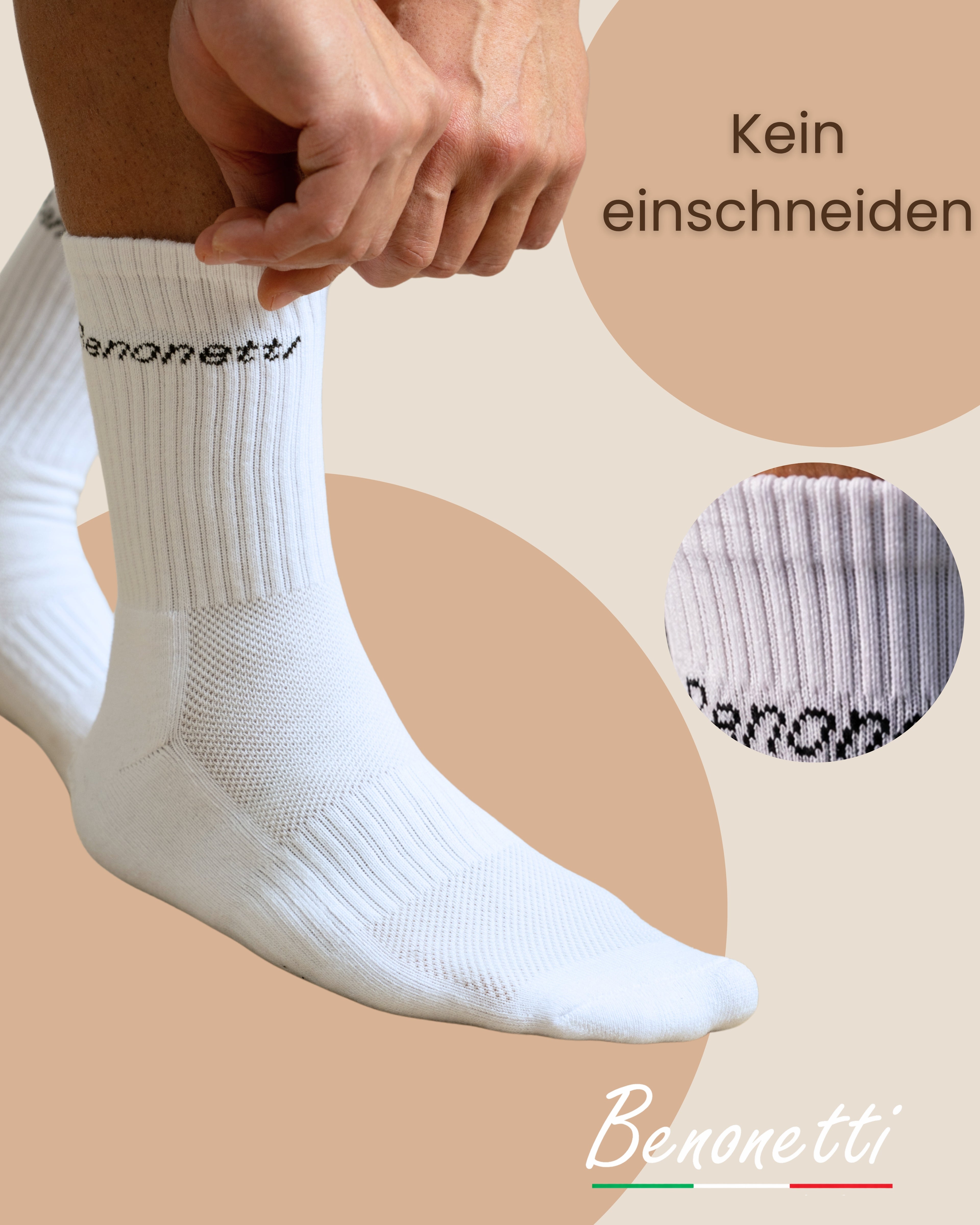 Benonetti Tennissocken Weiß – Unisex Sportsocken für Damen & Herren