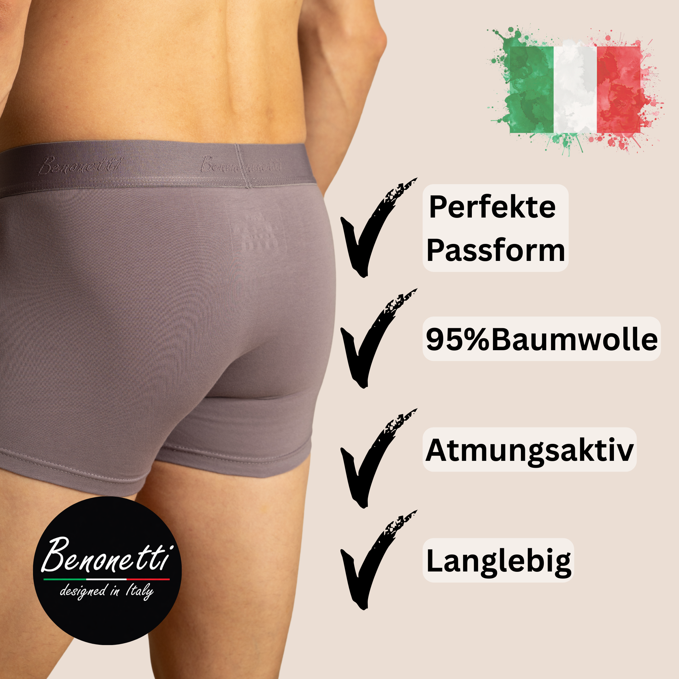 Benonetti Bundle Herren Boxershorts, Lila - Sneaker Socken - 6er Pack