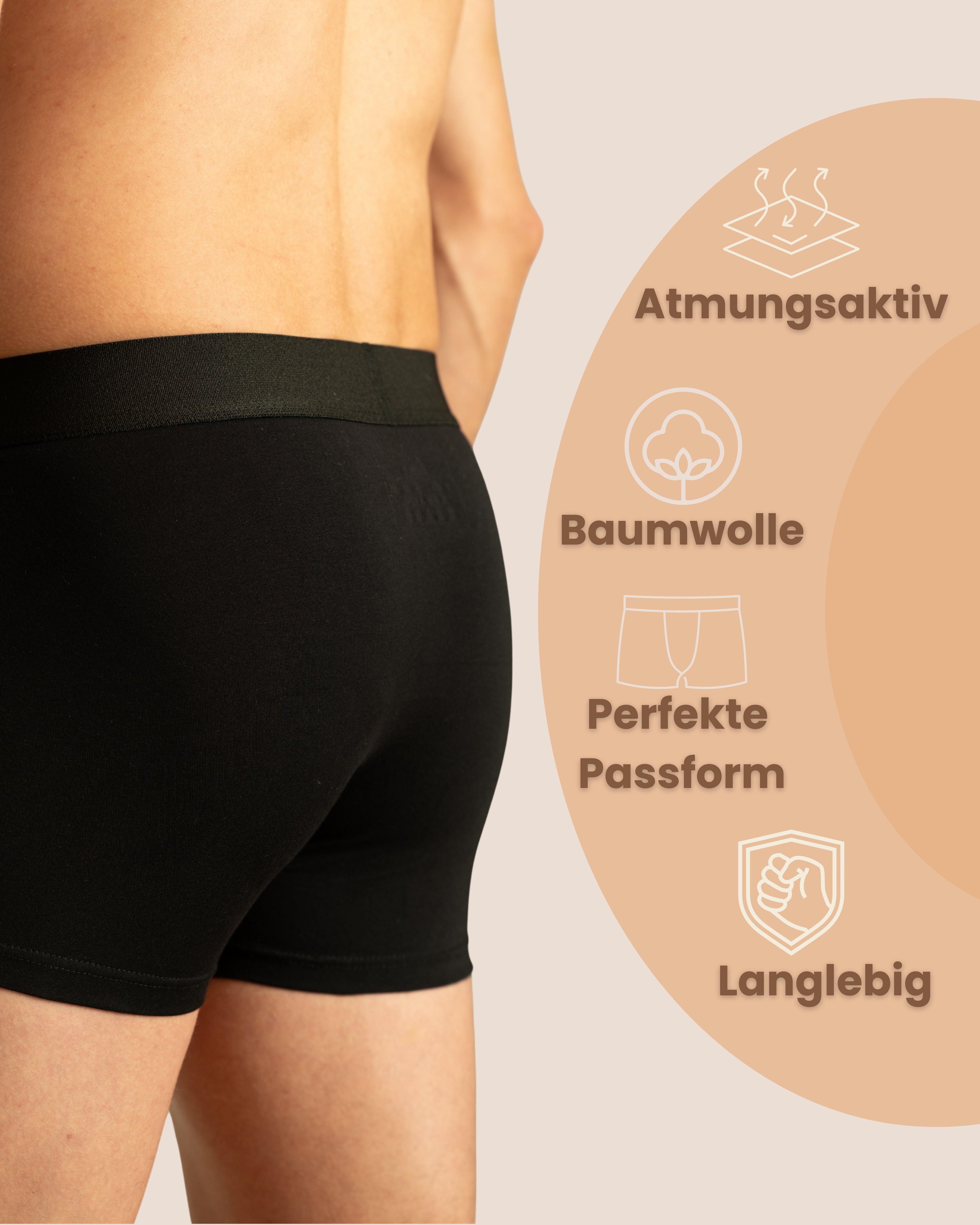 Benonetti Herren Boxershorts, Schwarz - 3er & 6er Pack