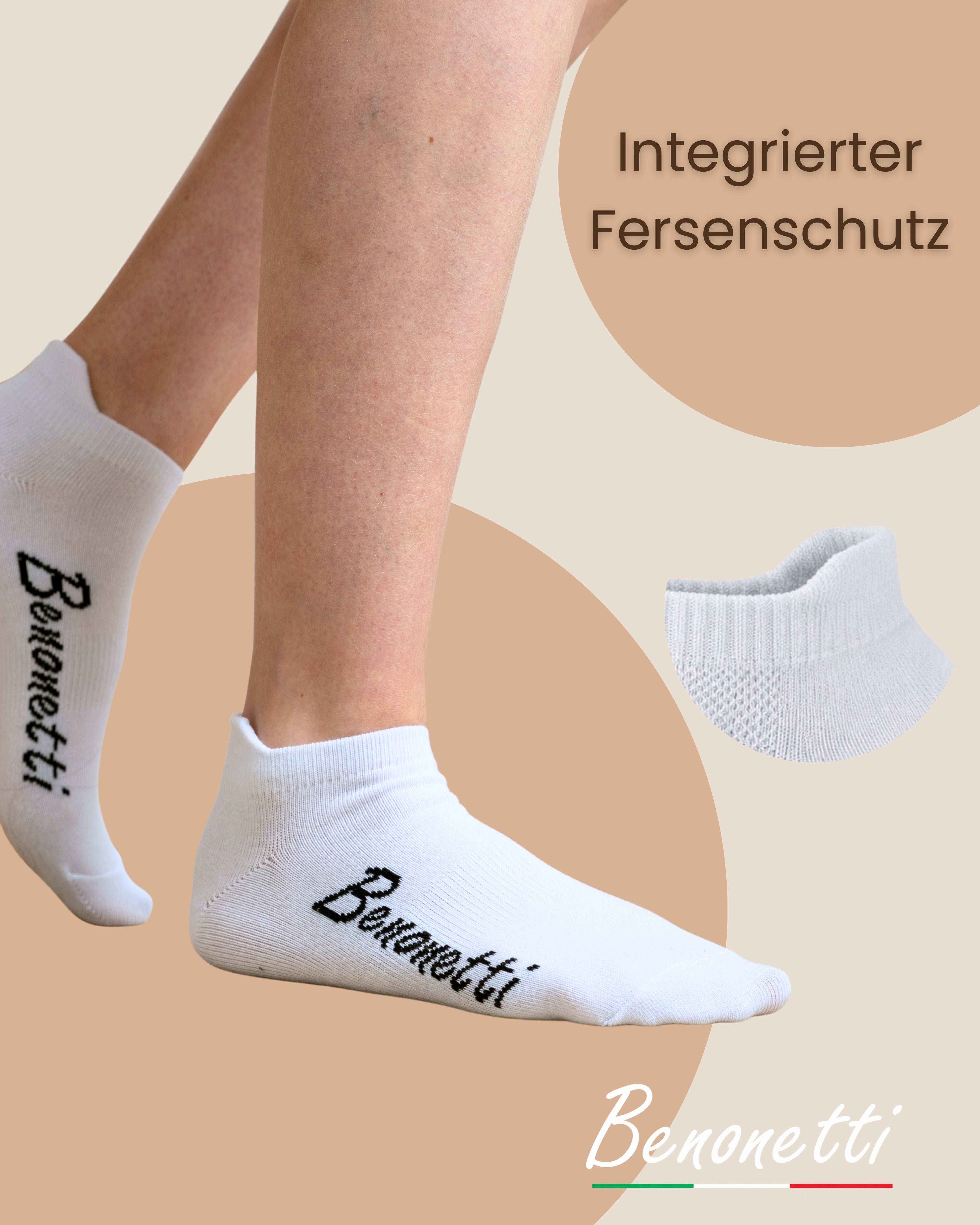 Benonetti Sneakersocken Weiß – Bequeme Kurzsocken für Alltag & Sport