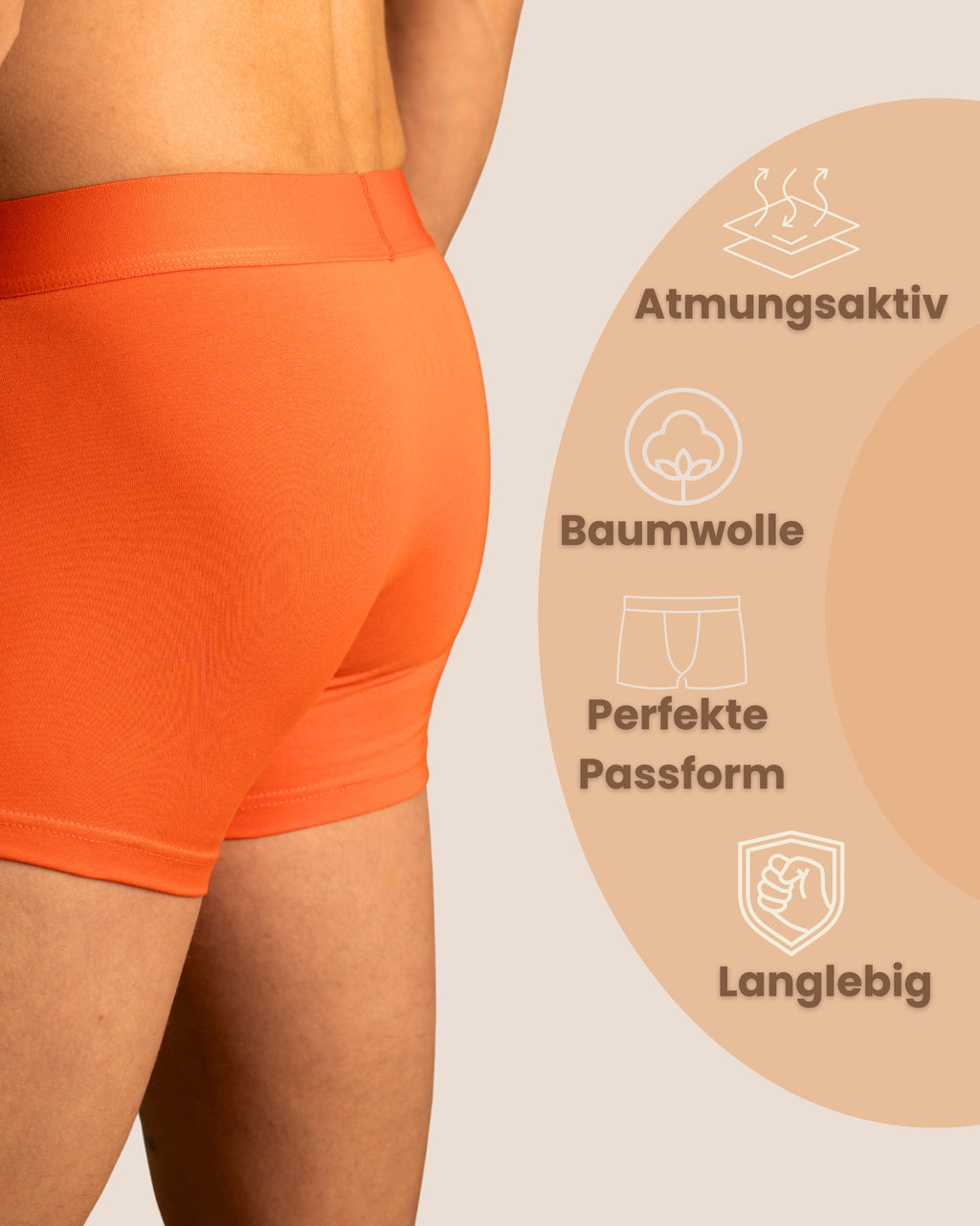 Benonetti Herren Boxershorts, Orange - 3er & 6er Pack