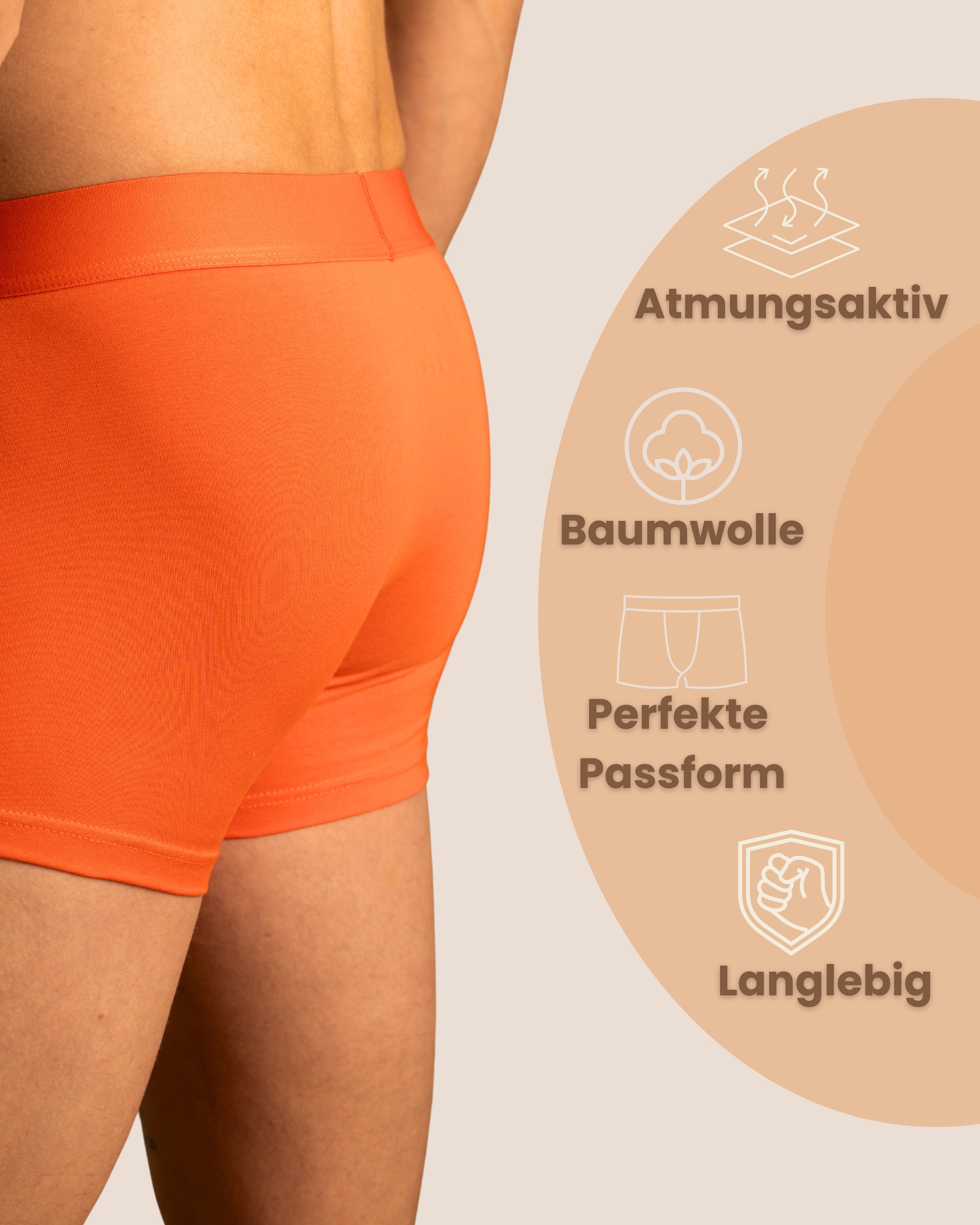 Benonetti Herren Boxershorts, Orange - 3er & 6er Pack
