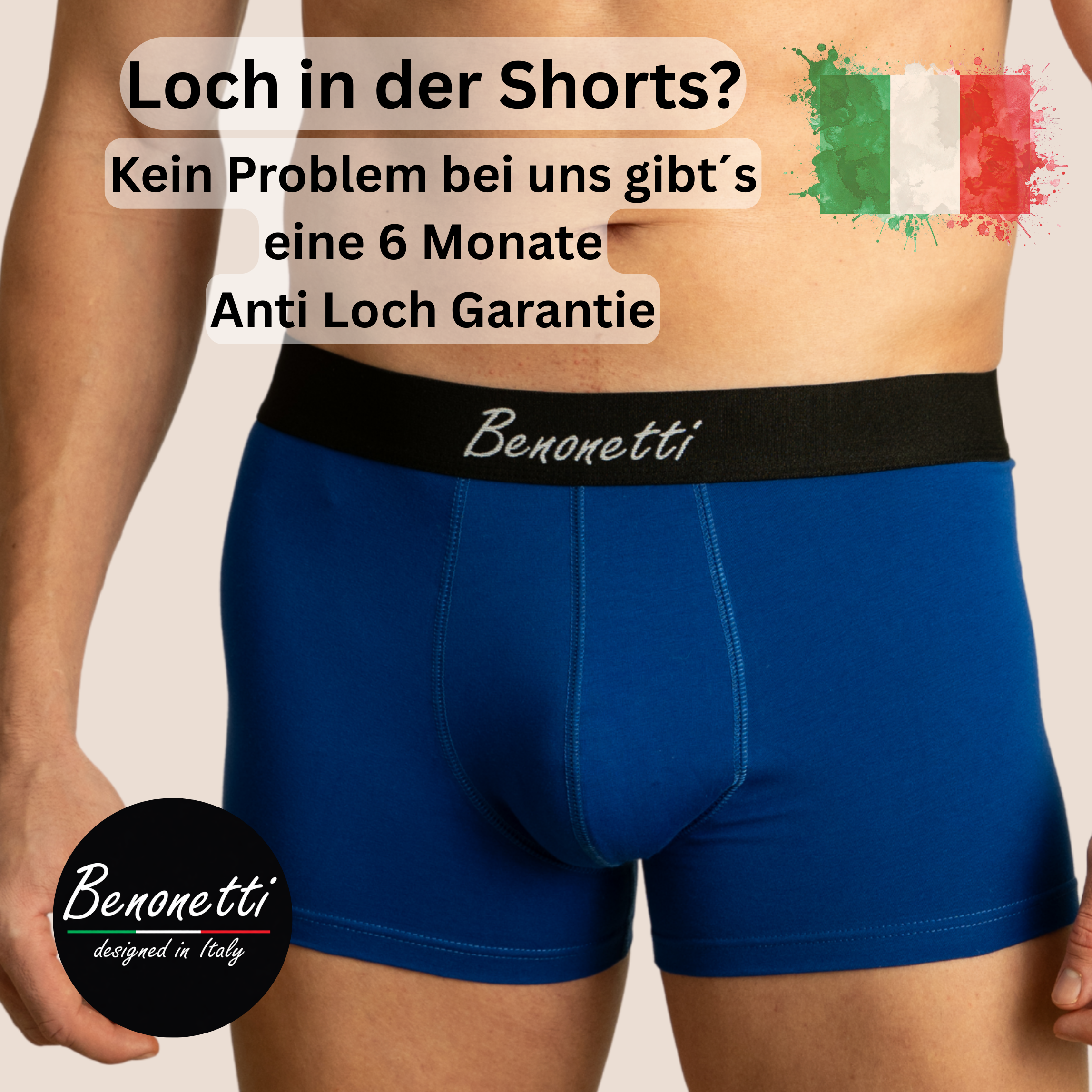Benonetti Herren Boxershort - Blau & Schwarz - 6er Pack