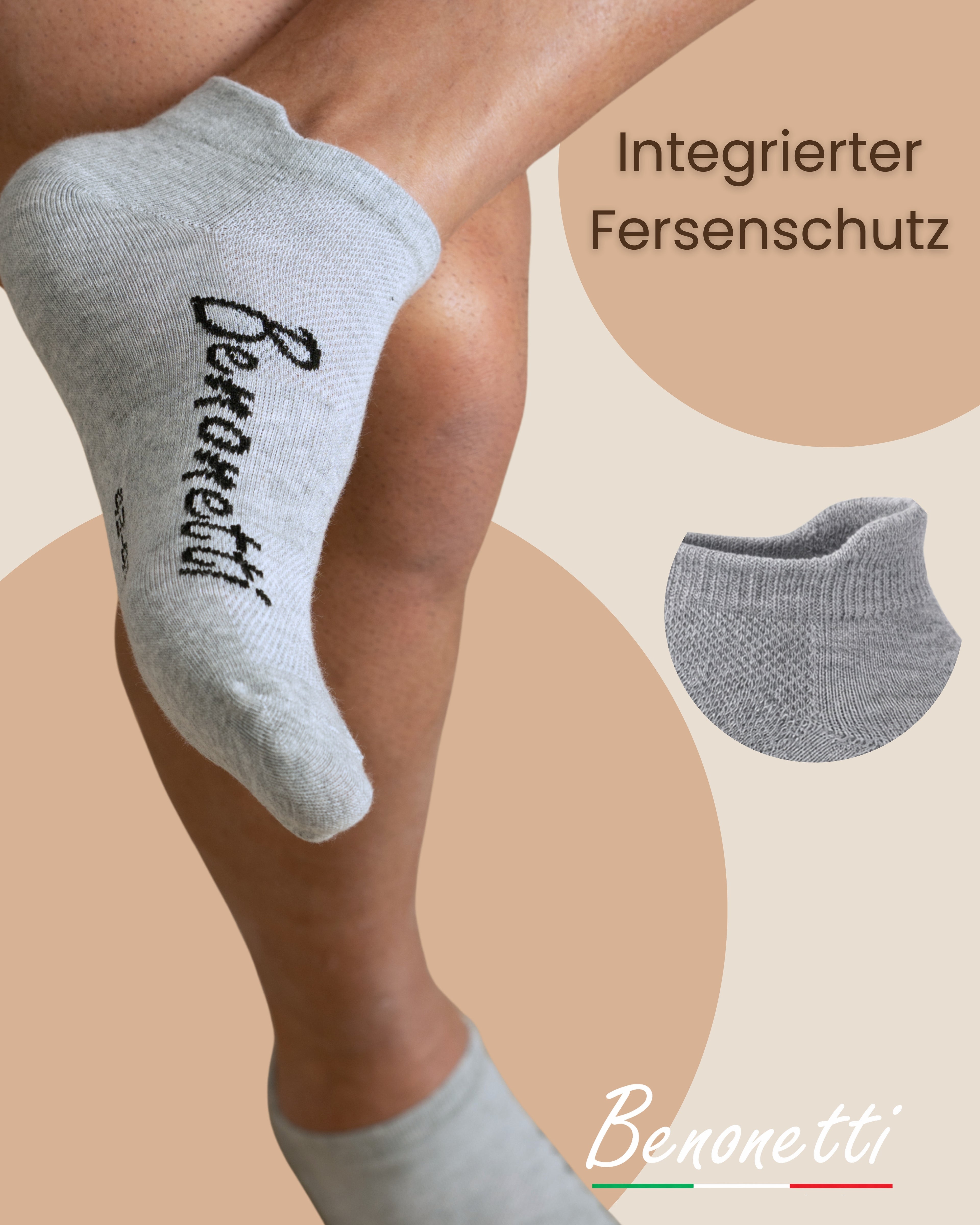 Benonetti Sneakersocken Grau – Bequeme Kurzsocken für Alltag & Sport