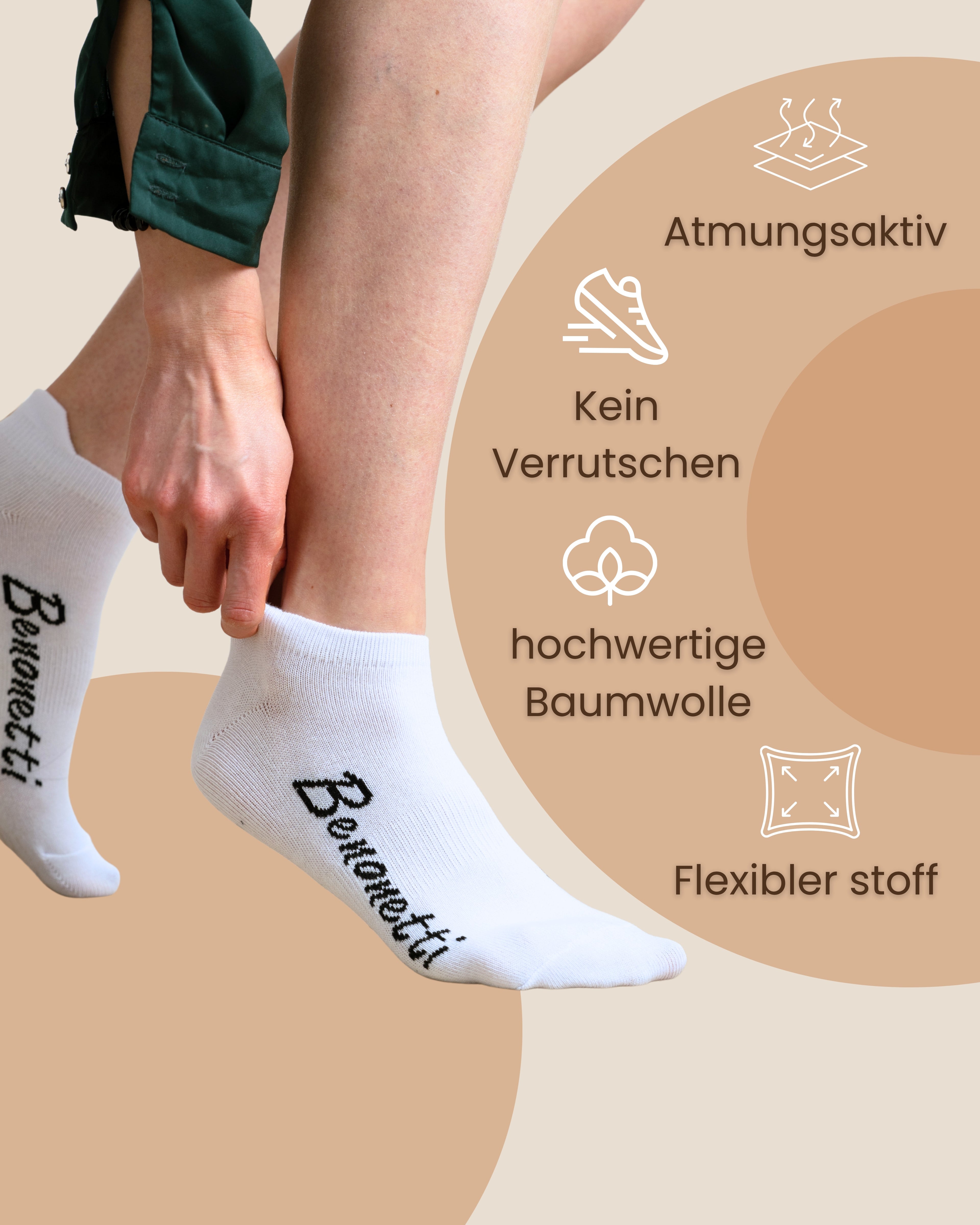 Benonetti Sneakersocken Weiß – Bequeme Kurzsocken für Alltag & Sport
