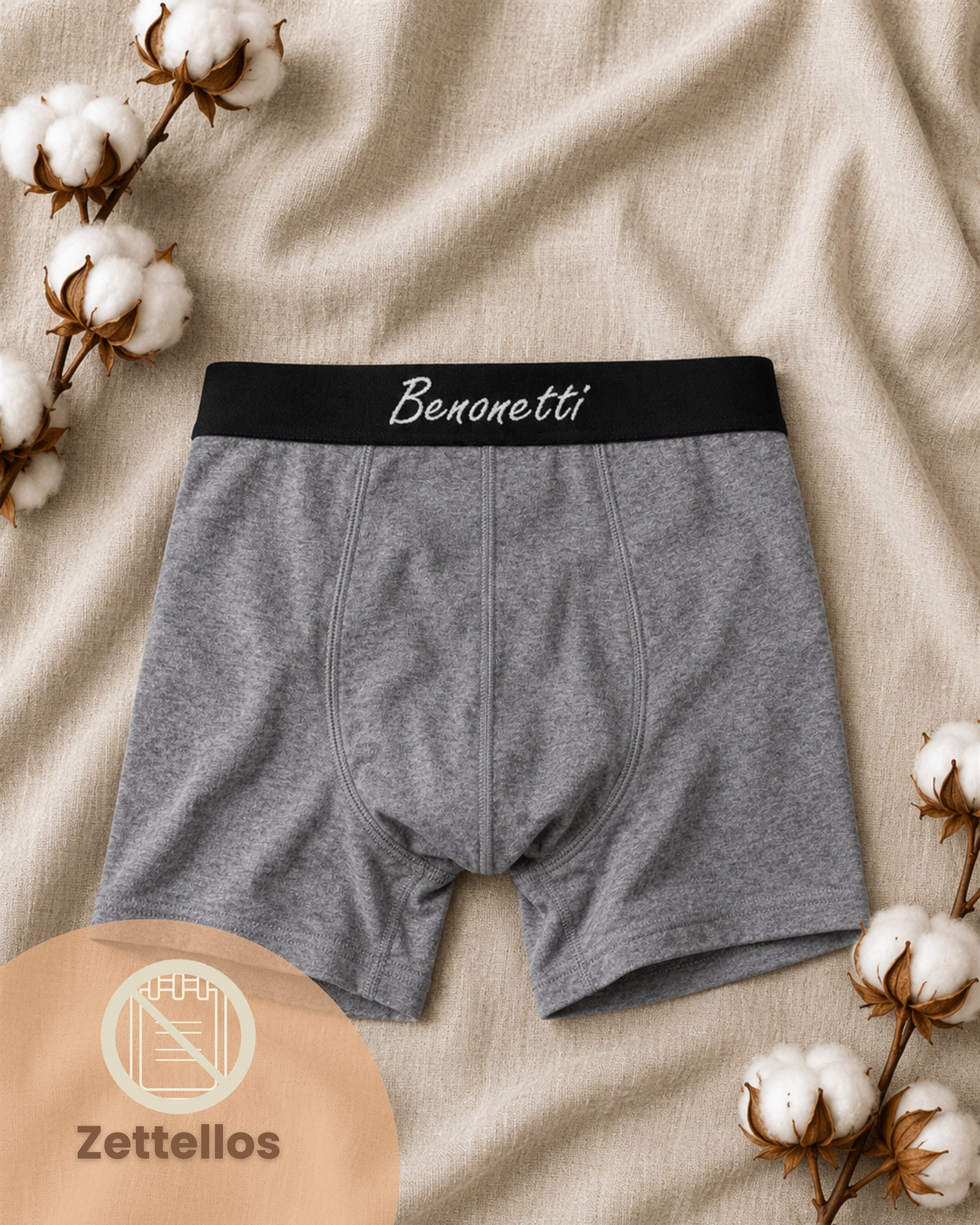Benonetti Herren Boxershorts, Grau - 3er & 6er Pack