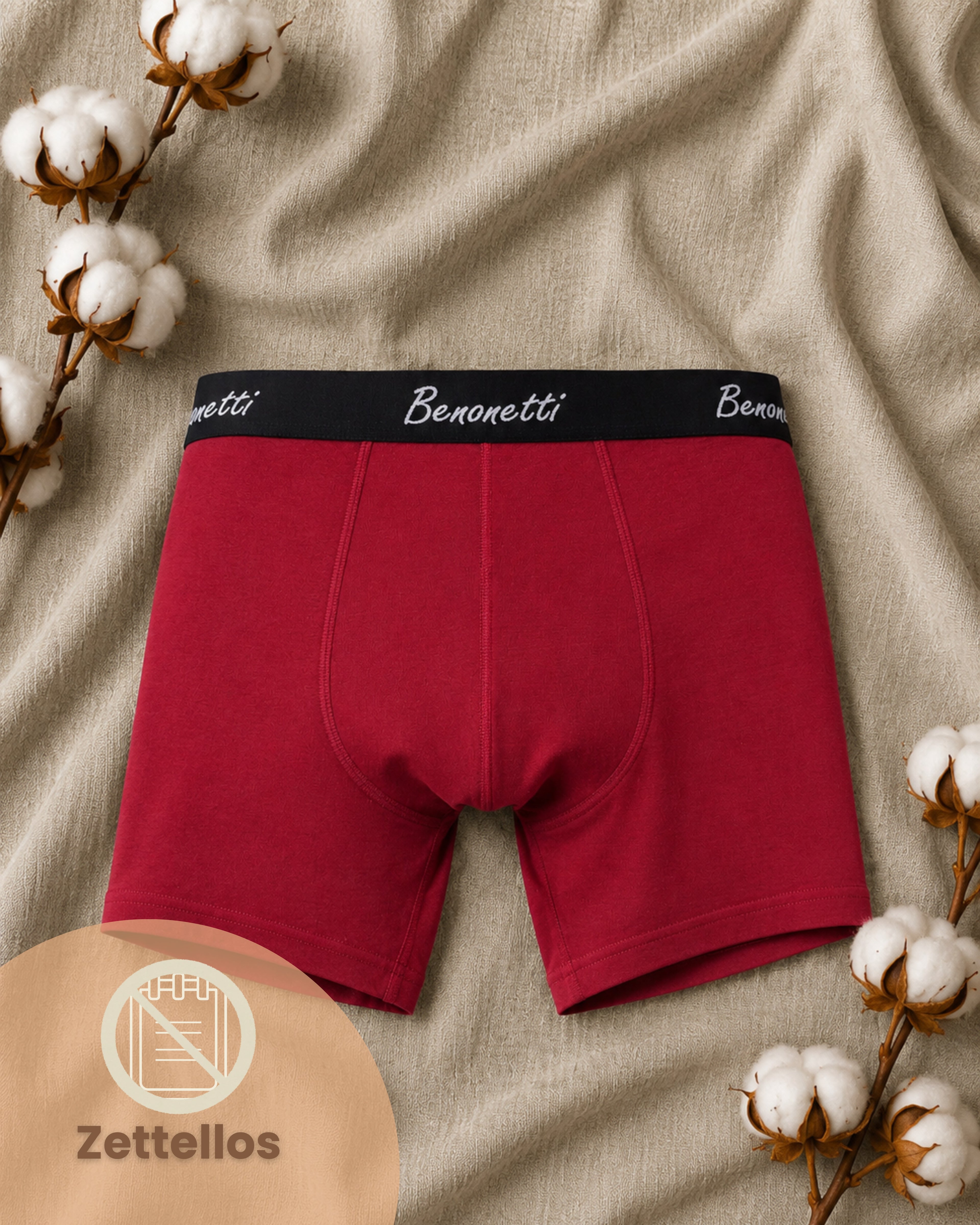Benonetti Herren Boxershorts, Weinrot - 3er & 6er Pack