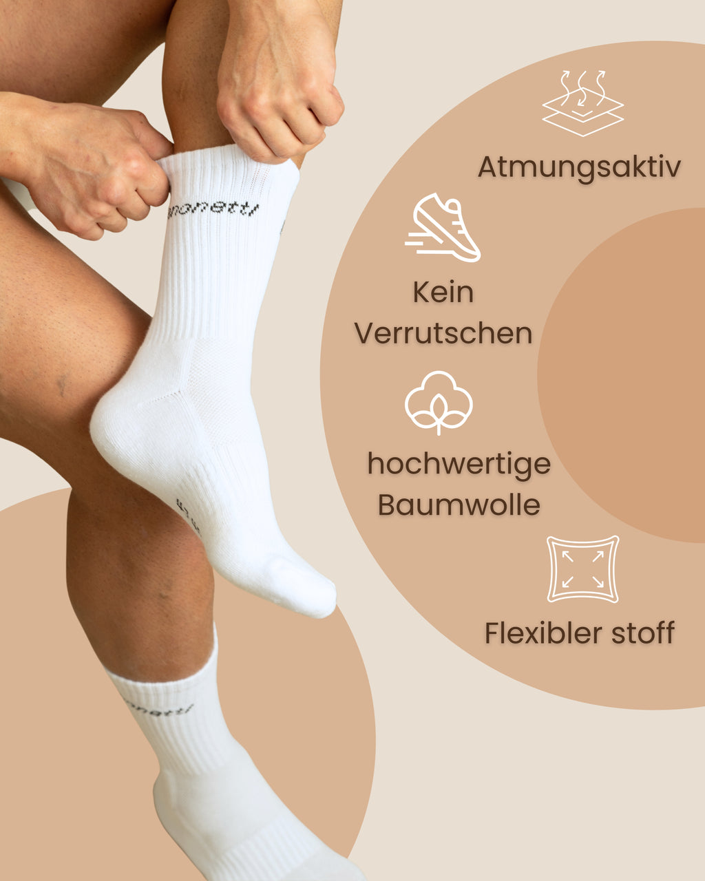 Benonetti Tennissocken Weiß – Unisex Sportsocken für Damen & Herren