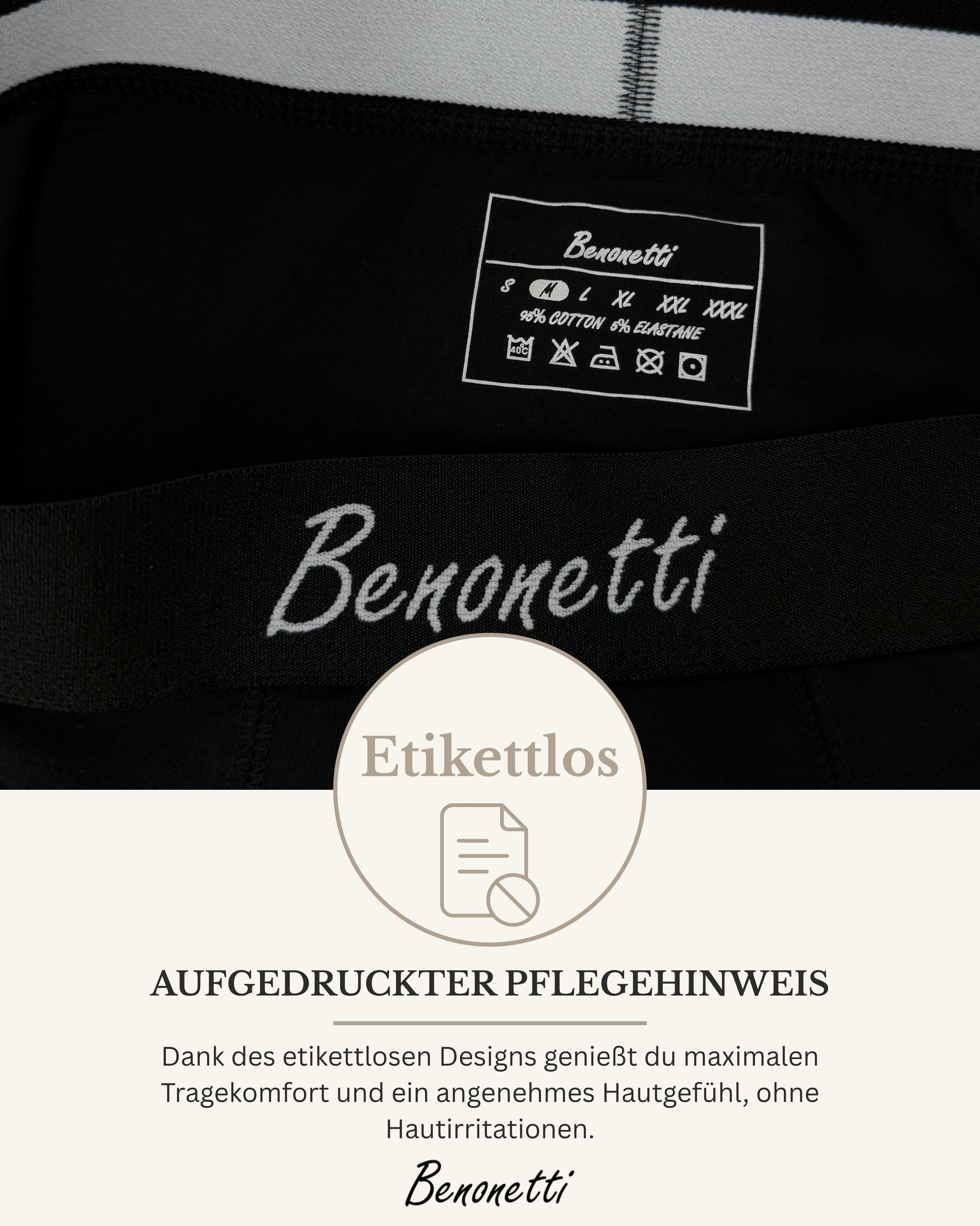 Benonetti Herren  Boxershorts - Weinrot, Blau & Schwarz - 6er Pack