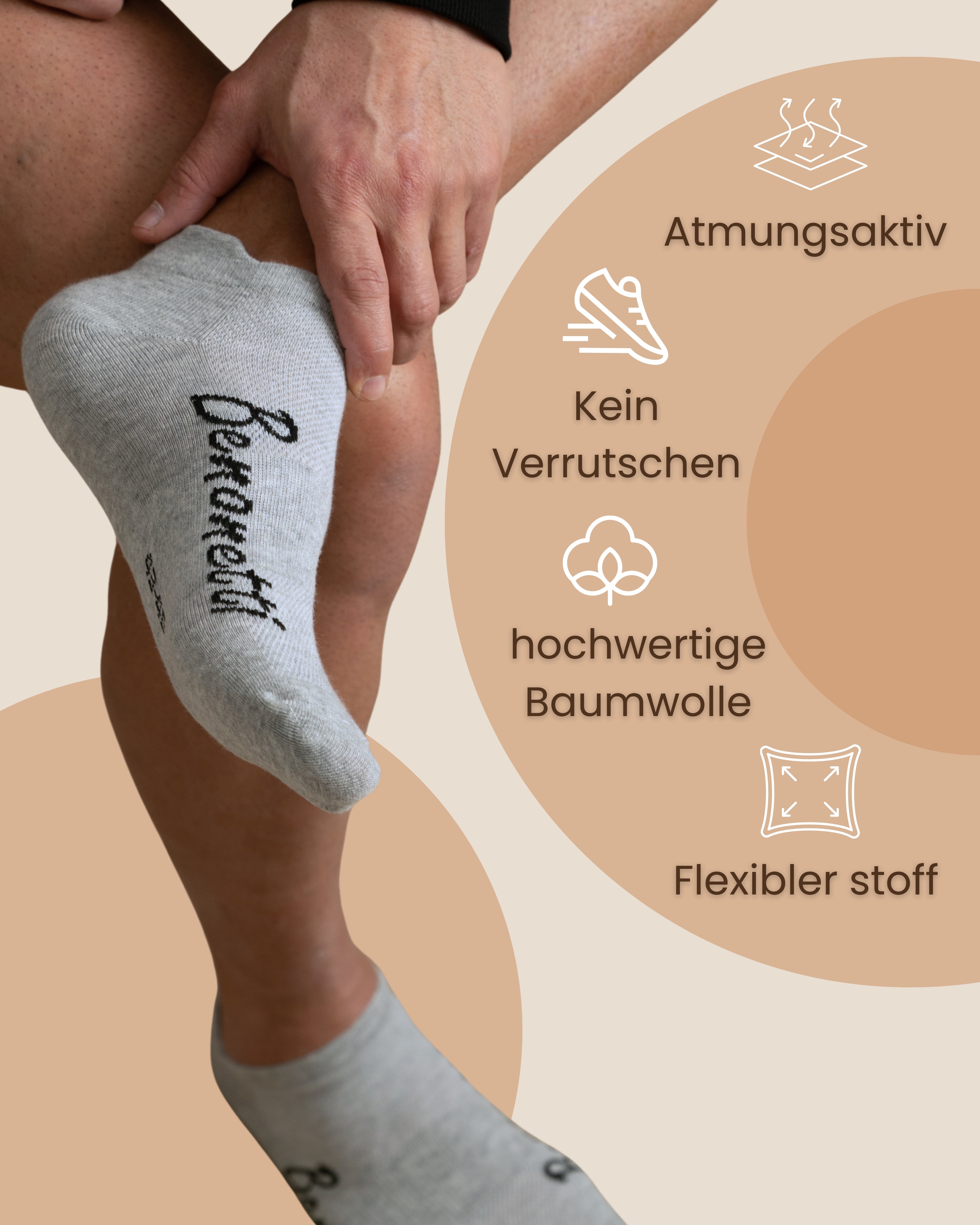 Benonetti Sneakersocken Grau – Bequeme Kurzsocken für Alltag & Sport