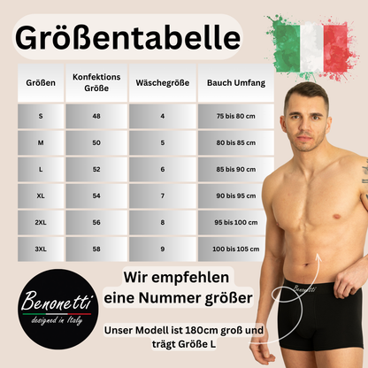 Benonetti Herren  Boxershorts - Weinrot, Blau & Schwarz - 6er Pack