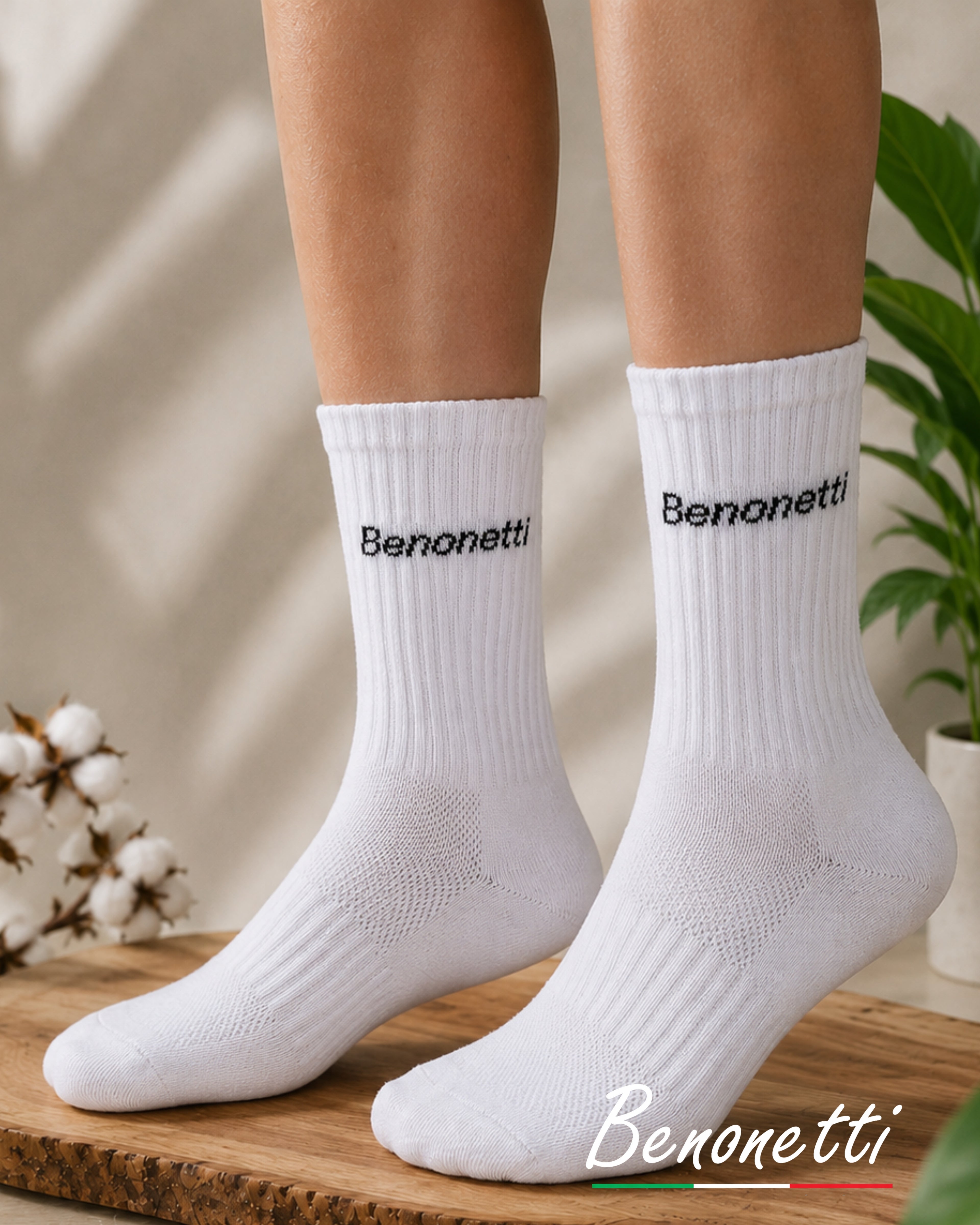 Benonetti Tennissocken Weiß – Unisex Sportsocken für Damen & Herren