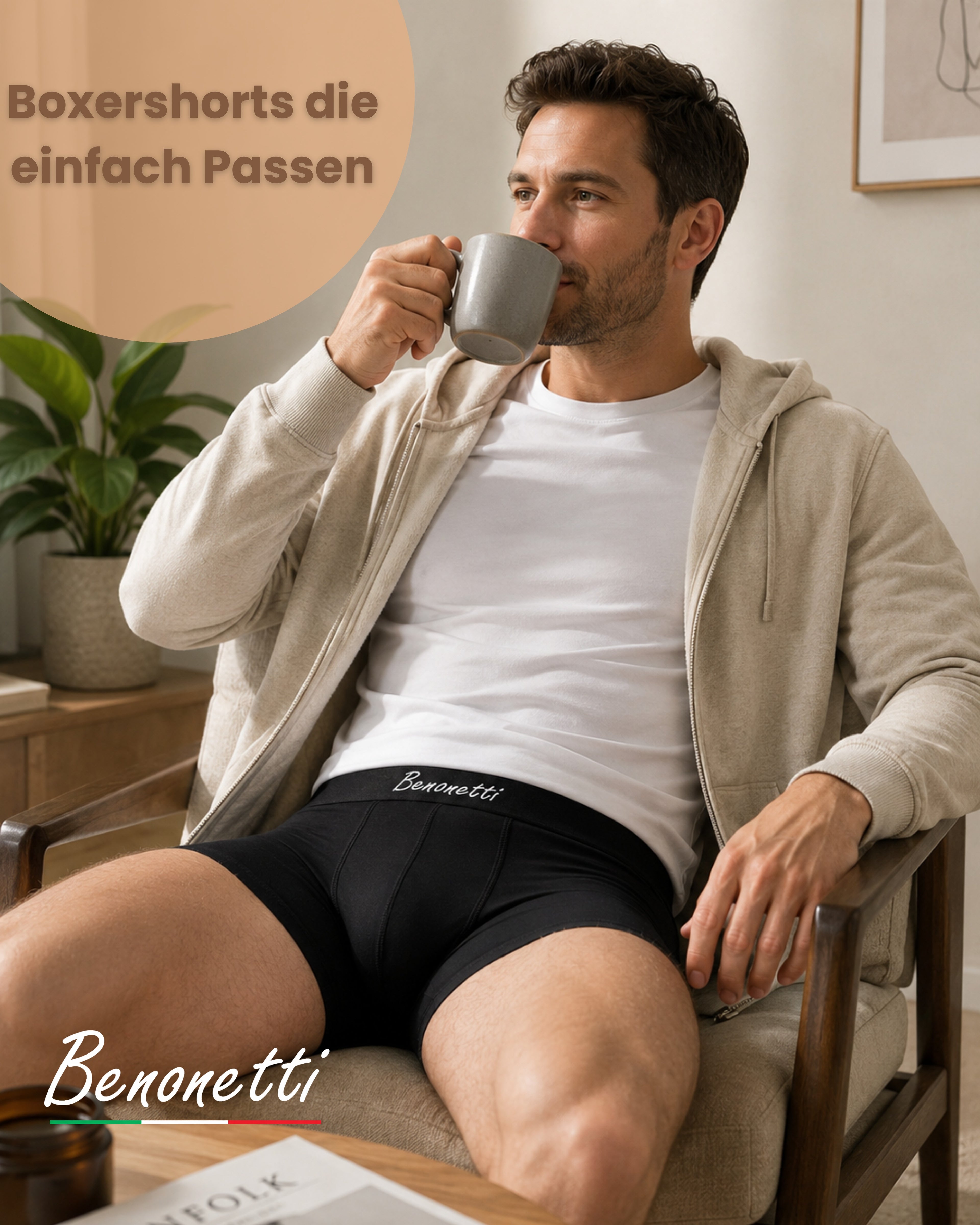 Benonetti Herren Boxershorts, Schwarz - 3er & 6er Pack