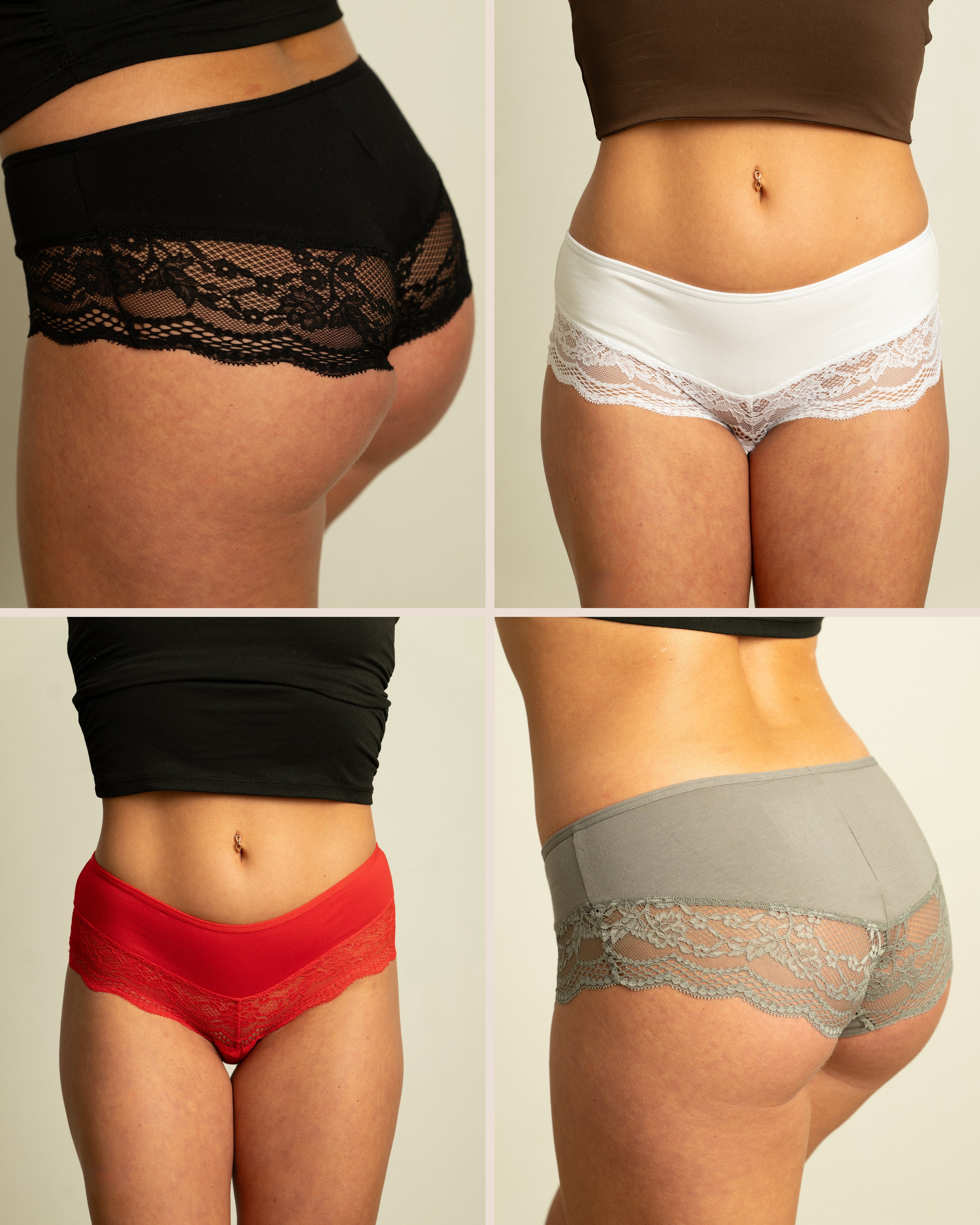 Benonetti Damen Hipster mit Spitzen - Schwarz – 3er Pack