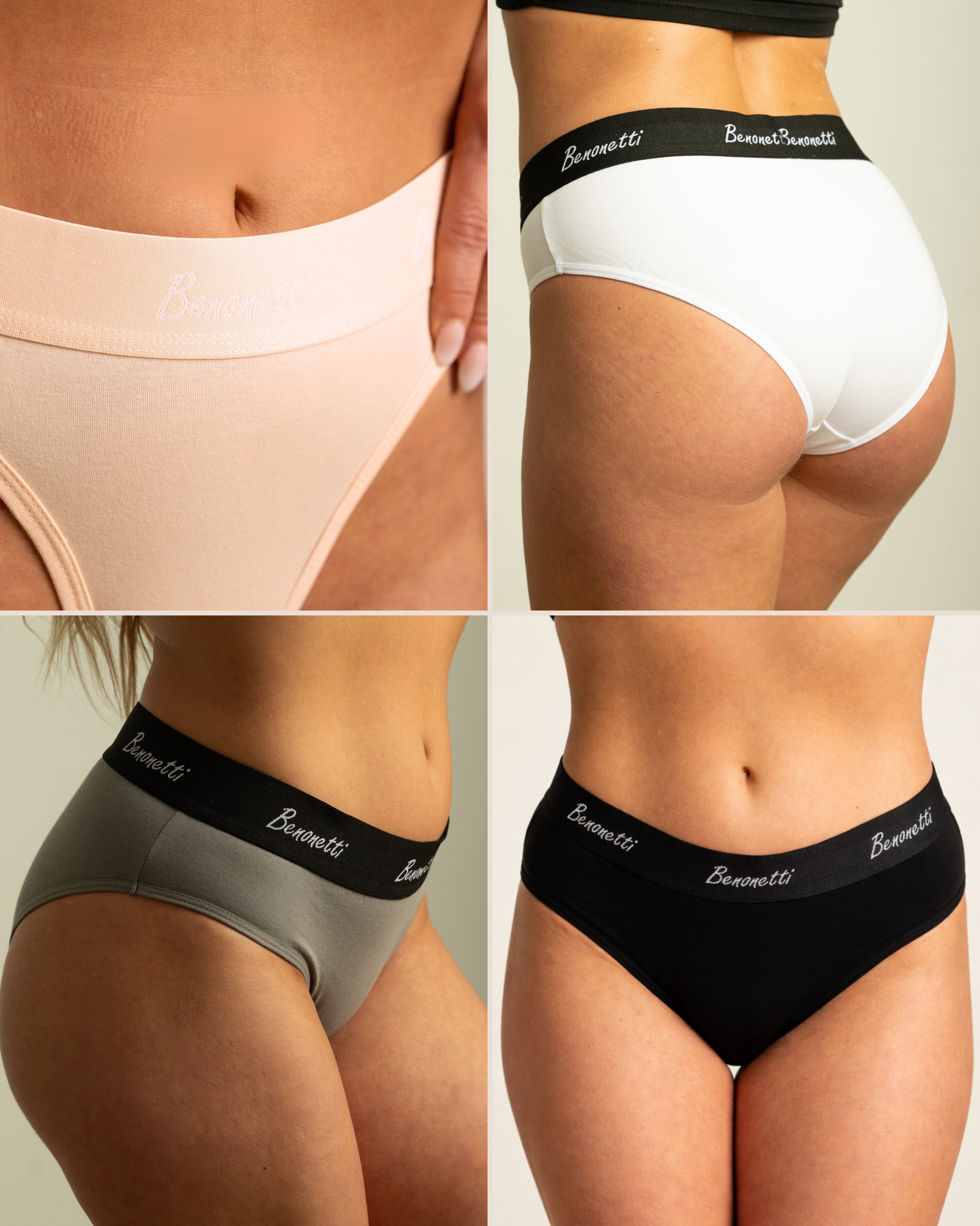 Benonetti Damen Tanga Slip mit elastischem Bund – Rosa – 3er Pack