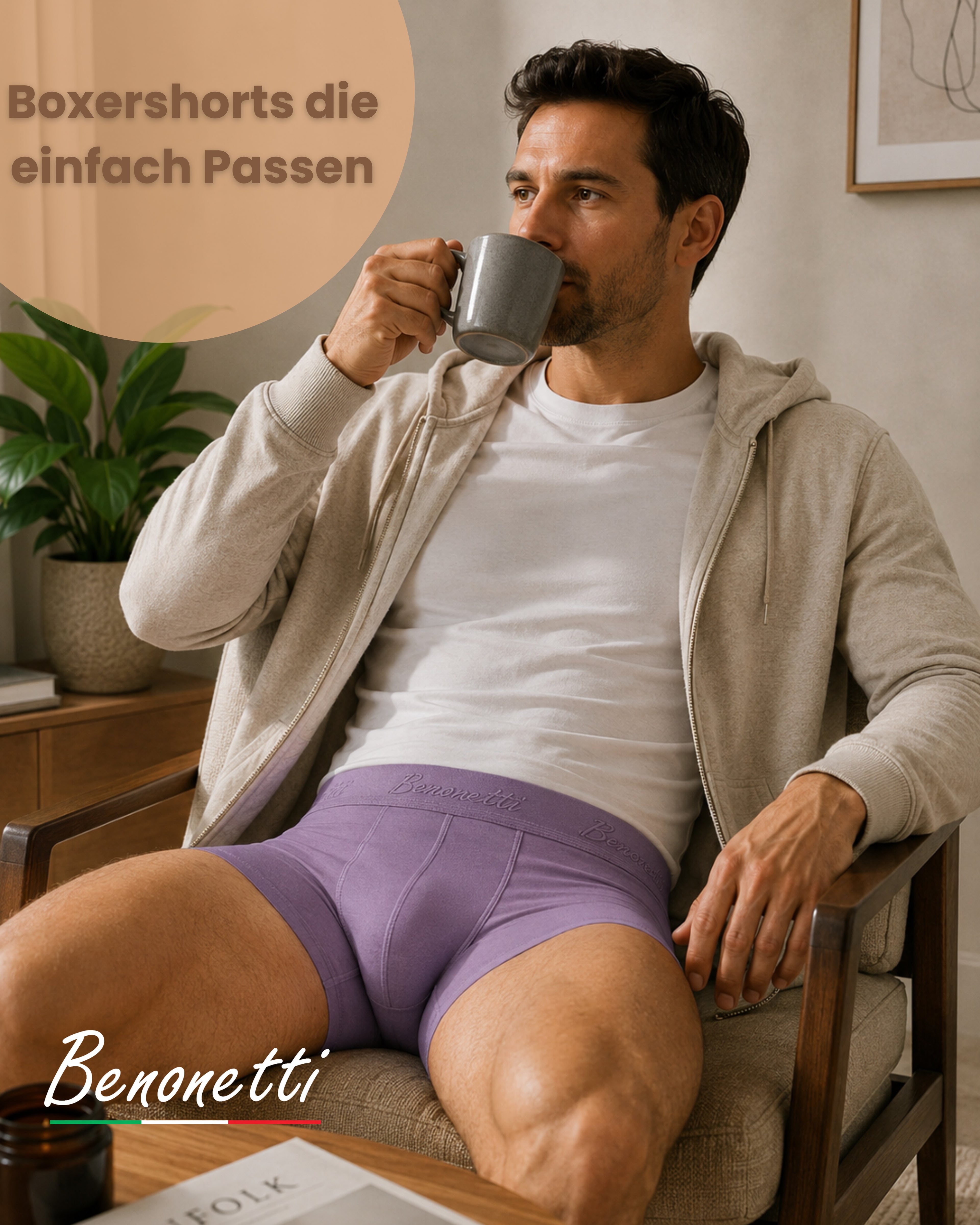 Benonetti Herren Boxershorts, Lila - 3er & 6er Pack