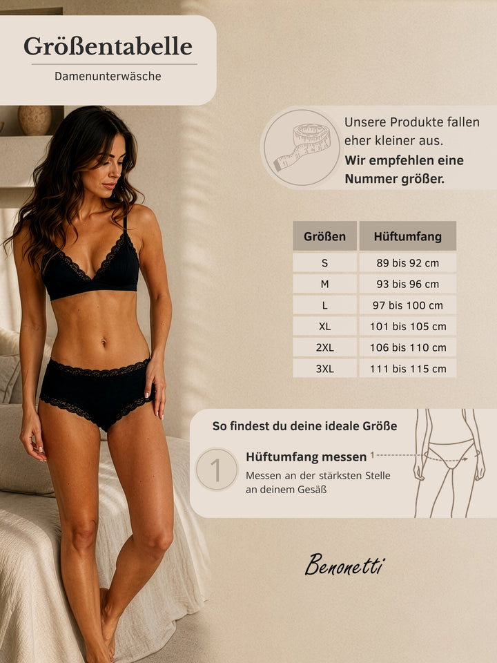 Benonetti Damen Brazilian mit Spitzen - Grau - 3er Pack