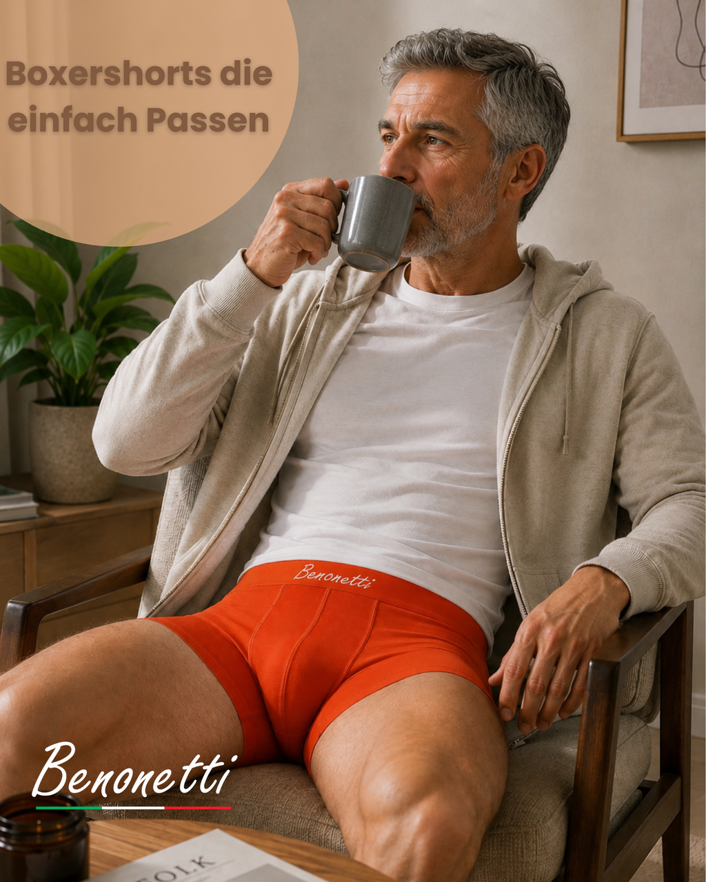 Benonetti Herren Boxershorts, Orange, Weinrot, Flieder - 3er, 6er & 12er Pack