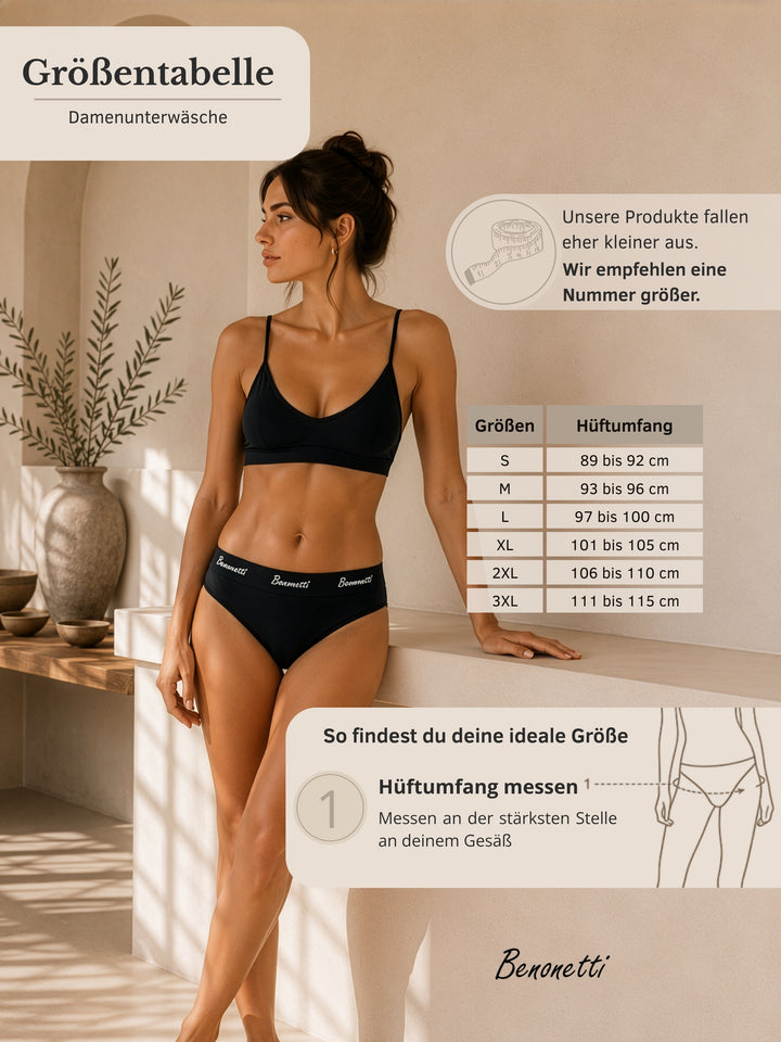 Benonetti Damen Slip mit elastischem Bund – Grau – 3er Pack