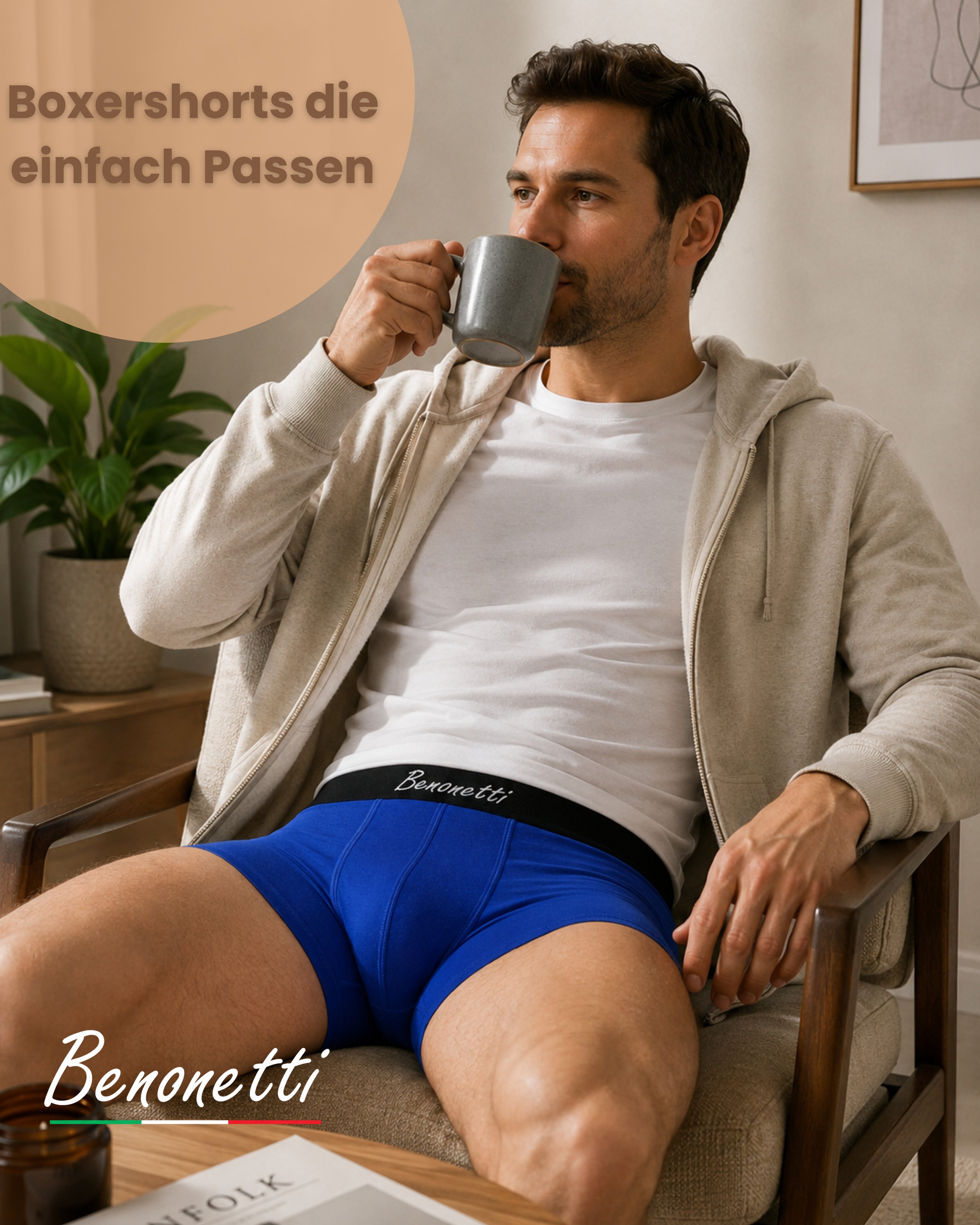 Benonetti Herren Boxershorts, Blau - 3er & 6er Pack