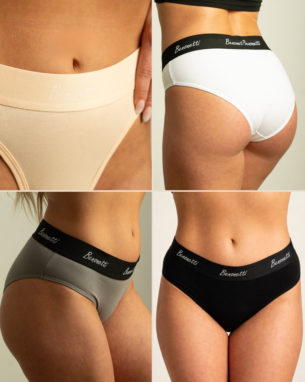 Benonetti Damen Slip mit elastischem Bund – Grau – 3er Pack