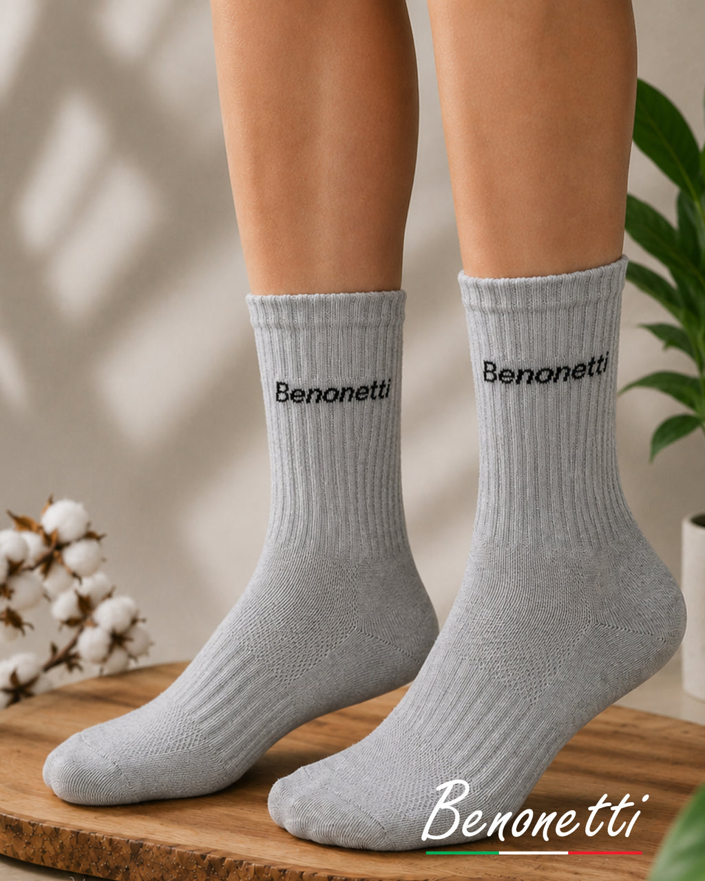 Benonetti Tennissocken Grau – Unisex Sportsocken für Damen & Herren