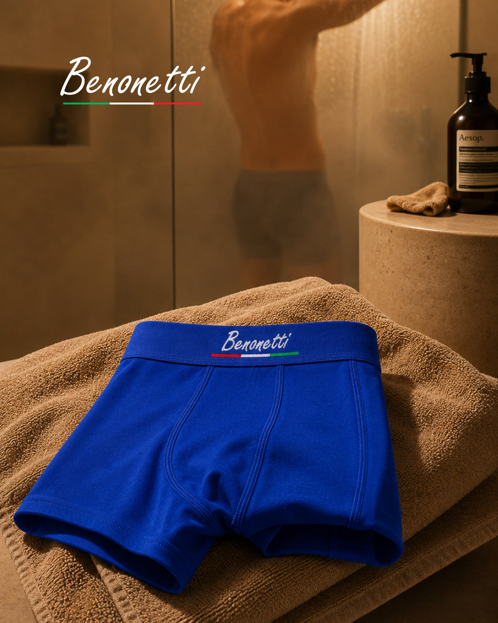 Benonetti Herren Boxershorts, Azurblau - 3er & 6er Pack
