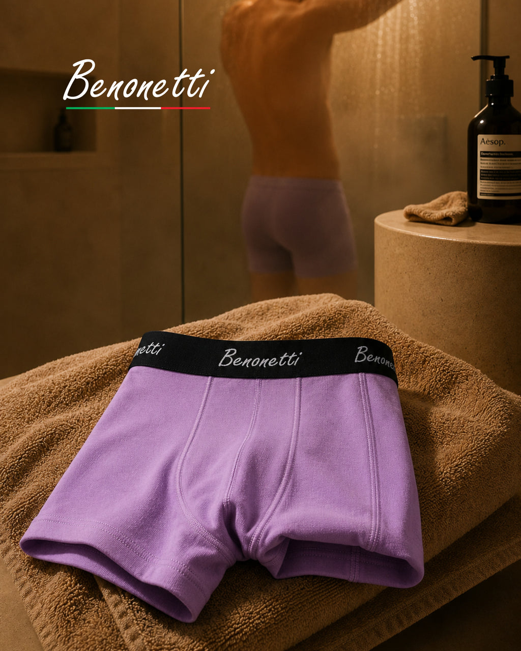 Benonetti Herren Boxershorts, Flieder - 3er & 6er Pack