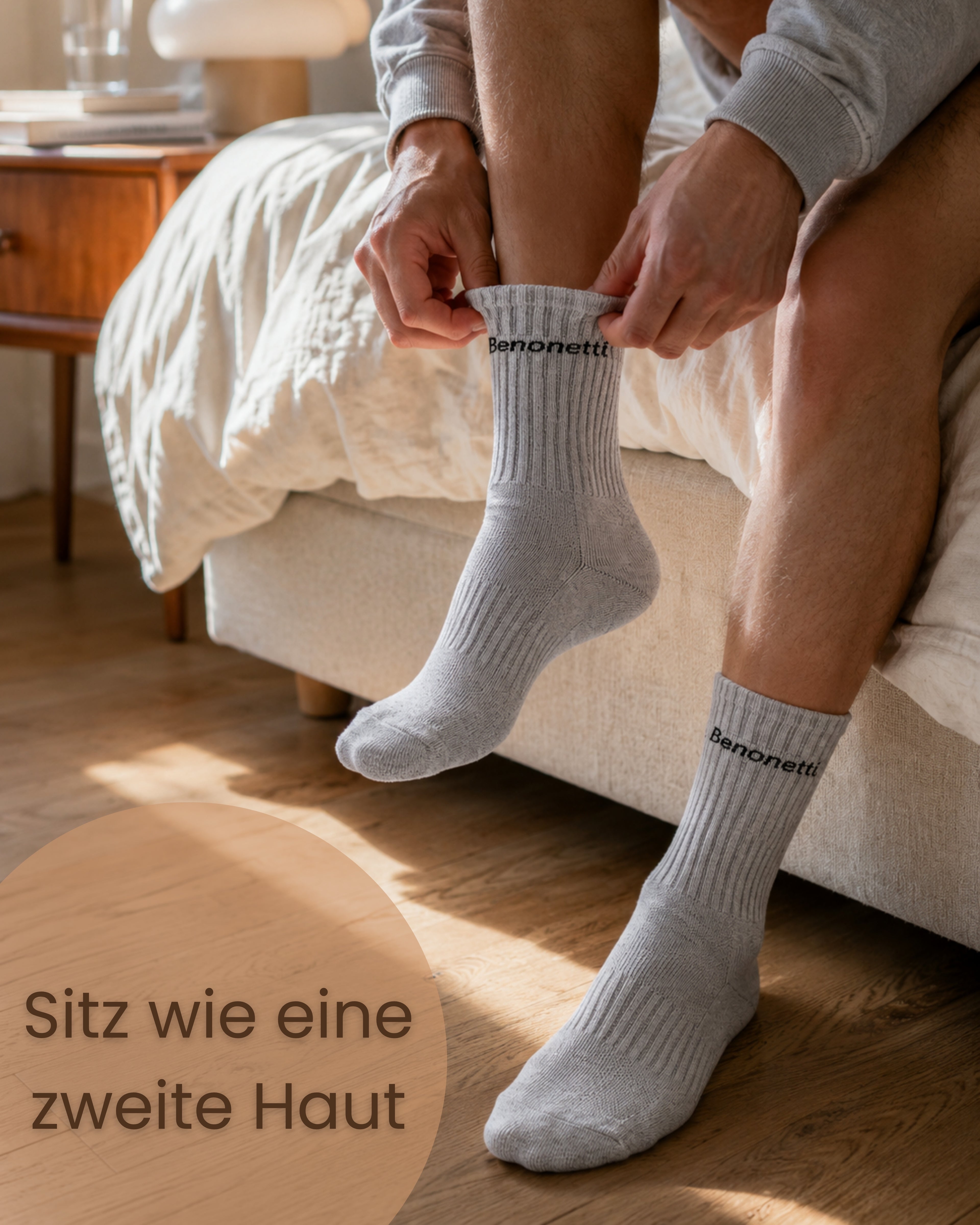 Benonetti Tennissocken Grau – Unisex Sportsocken für Damen & Herren