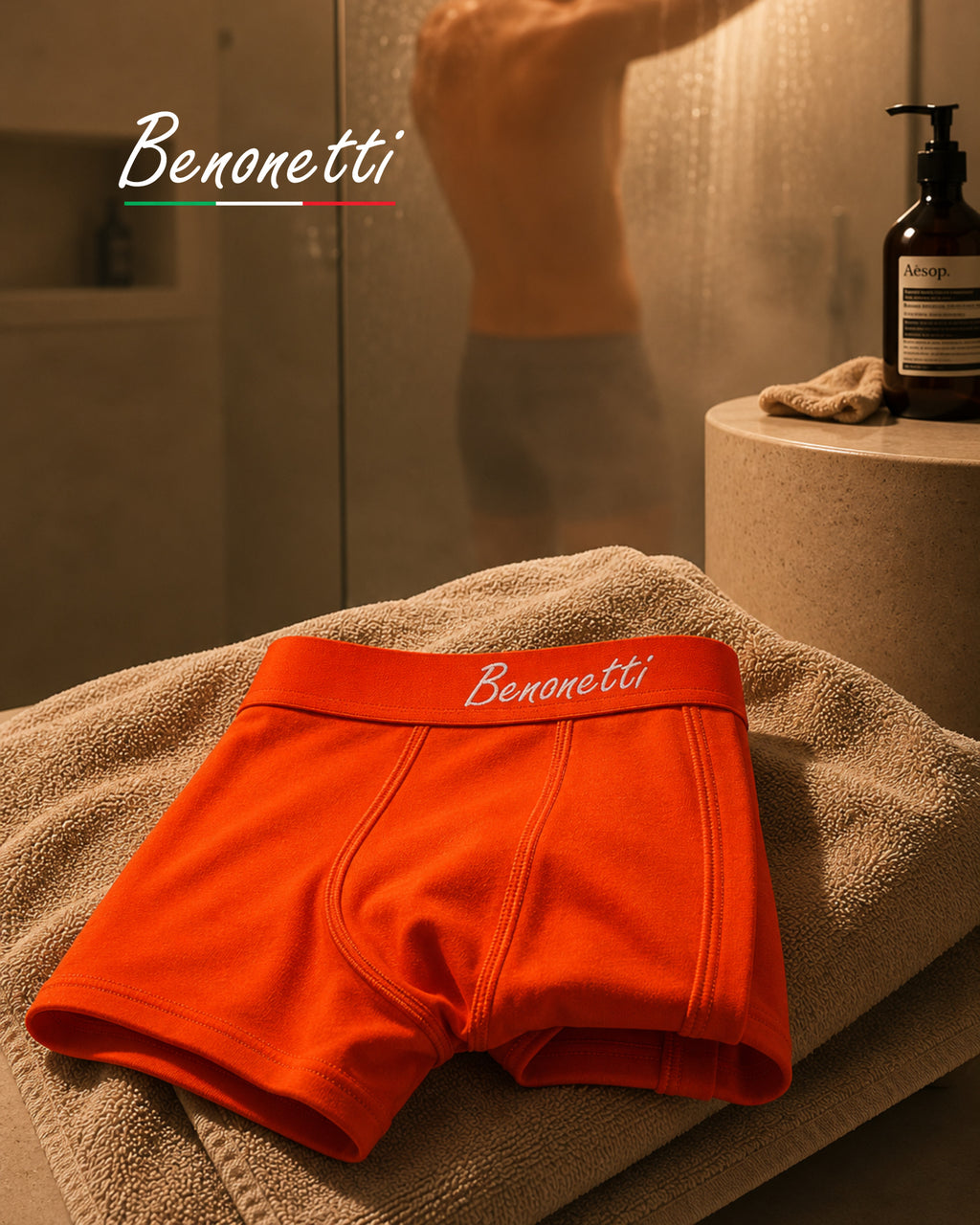 Benonetti Herren Boxershorts, Orange - 3er & 6er Pack