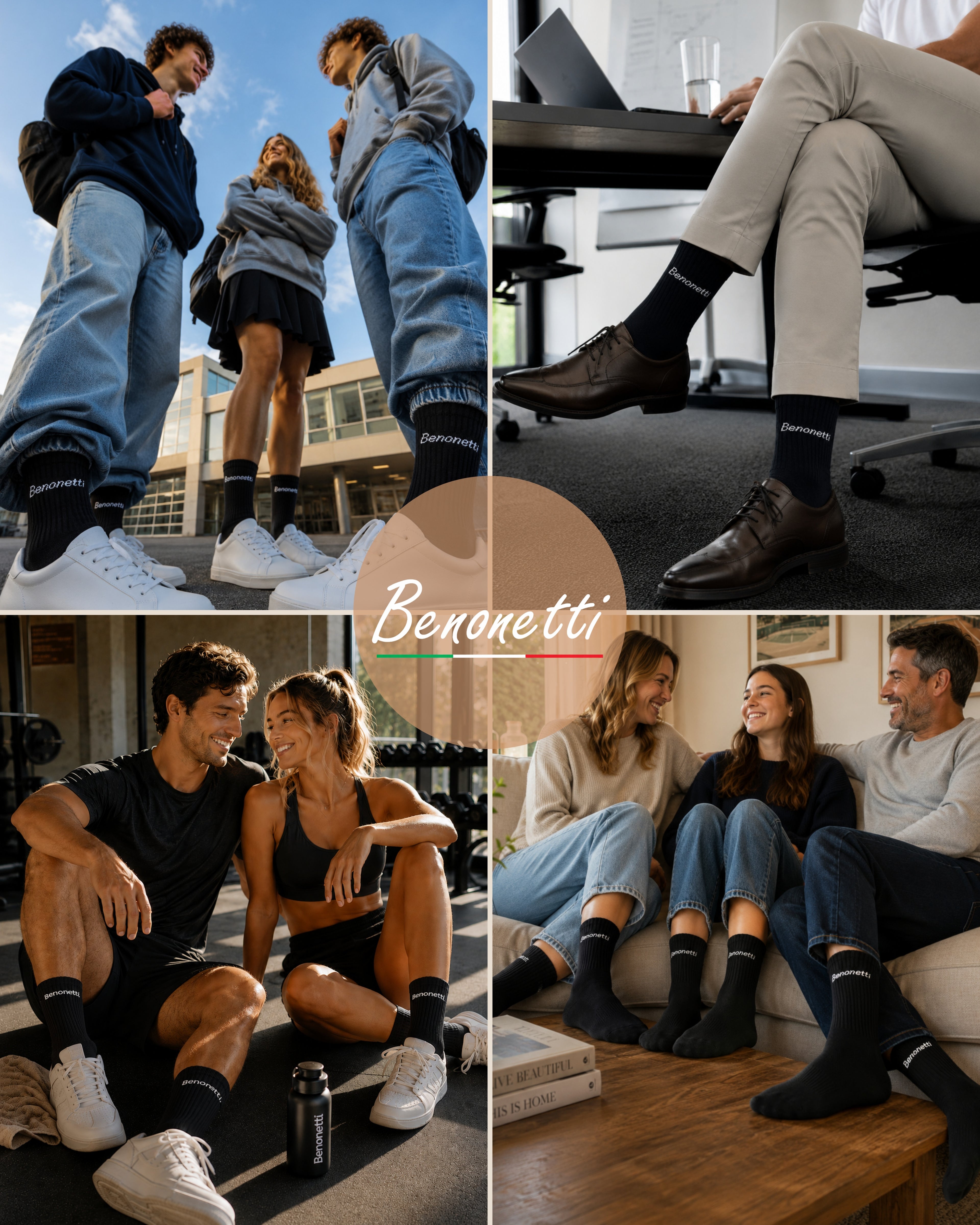Benonetti Tennissocken Schwarz – Unisex Sportsocken für Damen & Herren