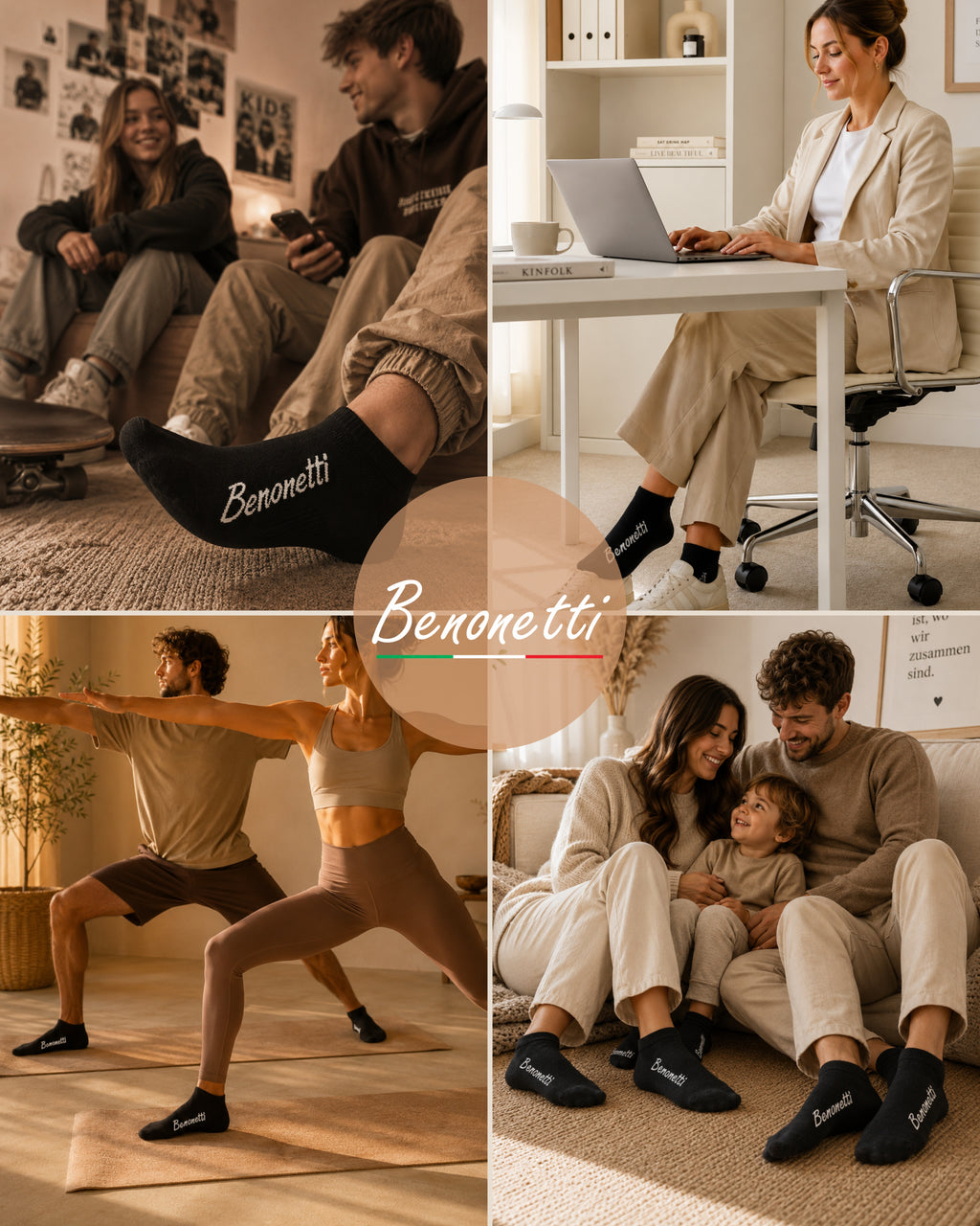 Benonetti Sneakersocken Schwarz – Bequeme Kurzsocken für Alltag & Sport - Schwarz