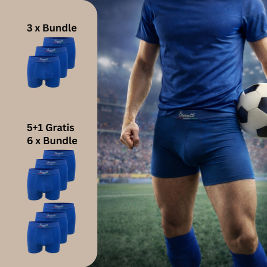 Benonetti Herren Boxershorts, Azurblau - 3er & 6er Pack Fußball