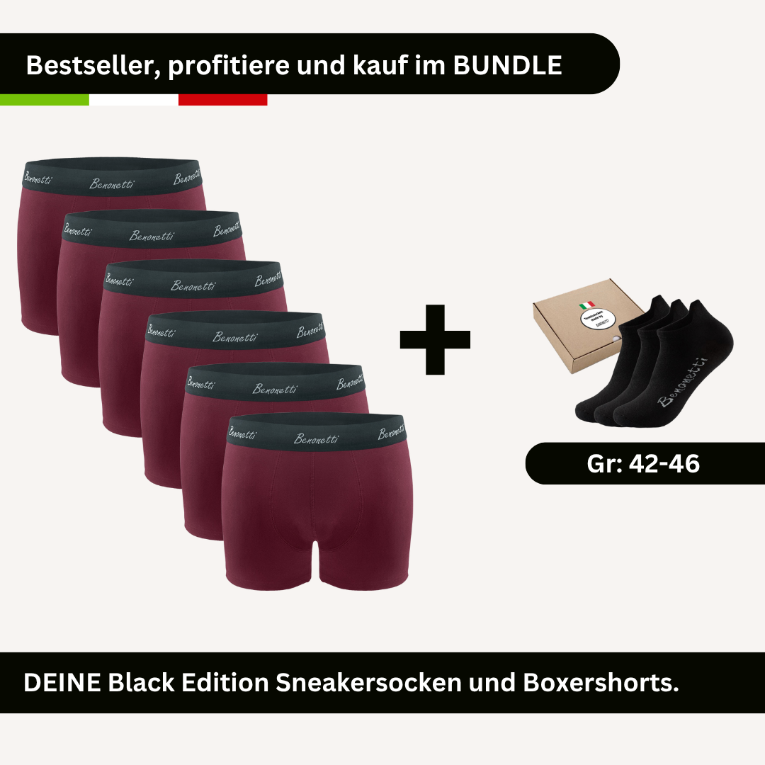 SPARPACK, Bundle RED Edition, 6 Shorts + 3 Paar Sneakersocken schwarz