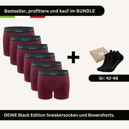 SPARPACK, Bundle RED Edition, 6 Shorts + 3 Paar Sneakersocken schwarz