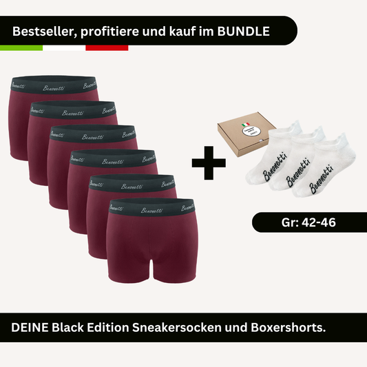 SPARPACK, Bundle RED Edition, 6 Shorts + 3 Paar Sneakersocken weiß