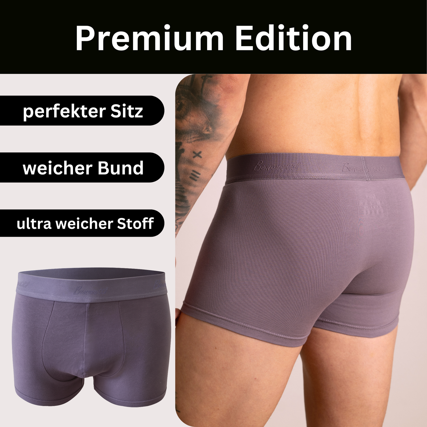 BENONETTI, Boxershorts im feinstem Lila aus Premium Baumwolle