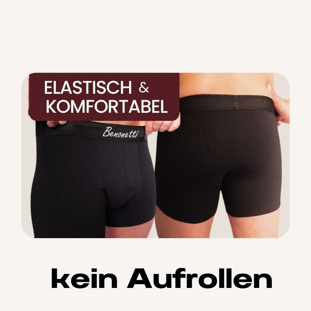 Benonetti Herrenboxershorts - Blau, Schwarz und Weinrot - 6er Pack