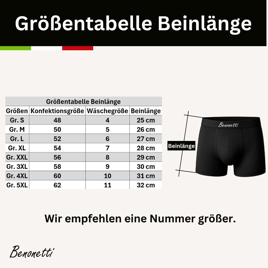Benonetti Herrenboxershorts - Blau, Schwarz und Weinrot - 6er Pack