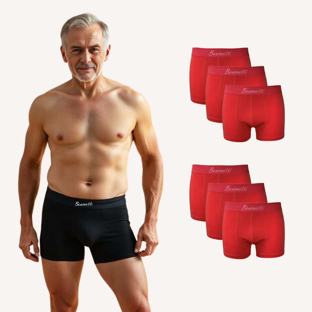Benonetti Herren Boxershorts, Orange, atmungsaktive Baumwollunterwäsche mit Komfortbund, Bequem & langlebig, kein Aufrollen - 6er Pack