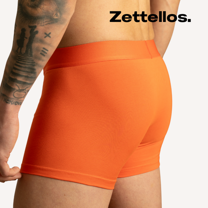 Benonetti Herren Boxershorts, Orange, atmungsaktive Baumwollunterwäsche mit Komfortbund, Bequem & langlebig, kein Aufrollen - 6er Pack